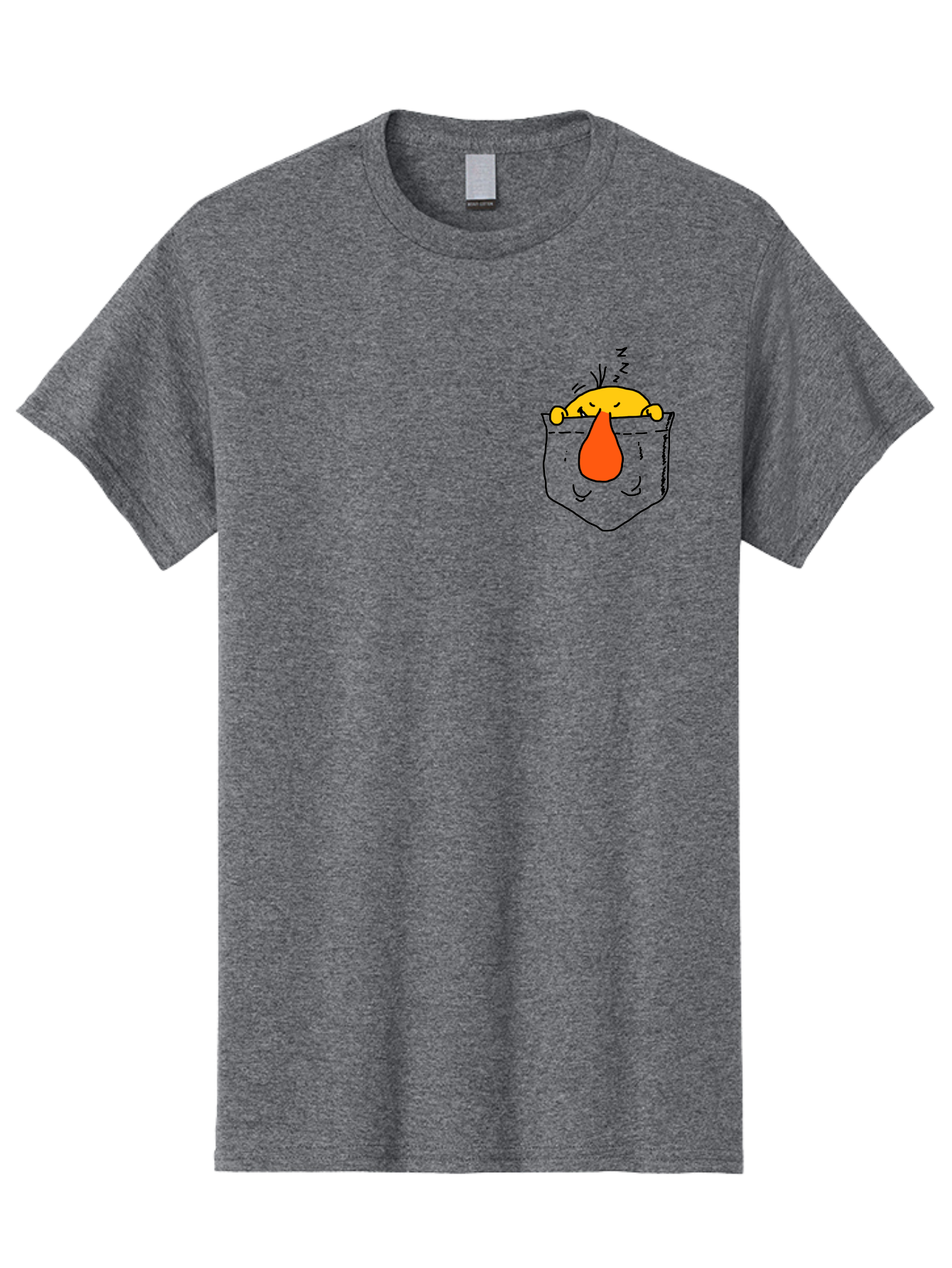 Pocket-Chicken Men'S Graphic Tee, 100% Cotton, Comfortable Casual Summer Wear, Machine Washable, Cartoon Chicken, Crying Face, Pocket Illustration, Orange Teardrop, Emotional Expression, Simple Doodle, Quirky Design, Funny Character - Aaa114 29