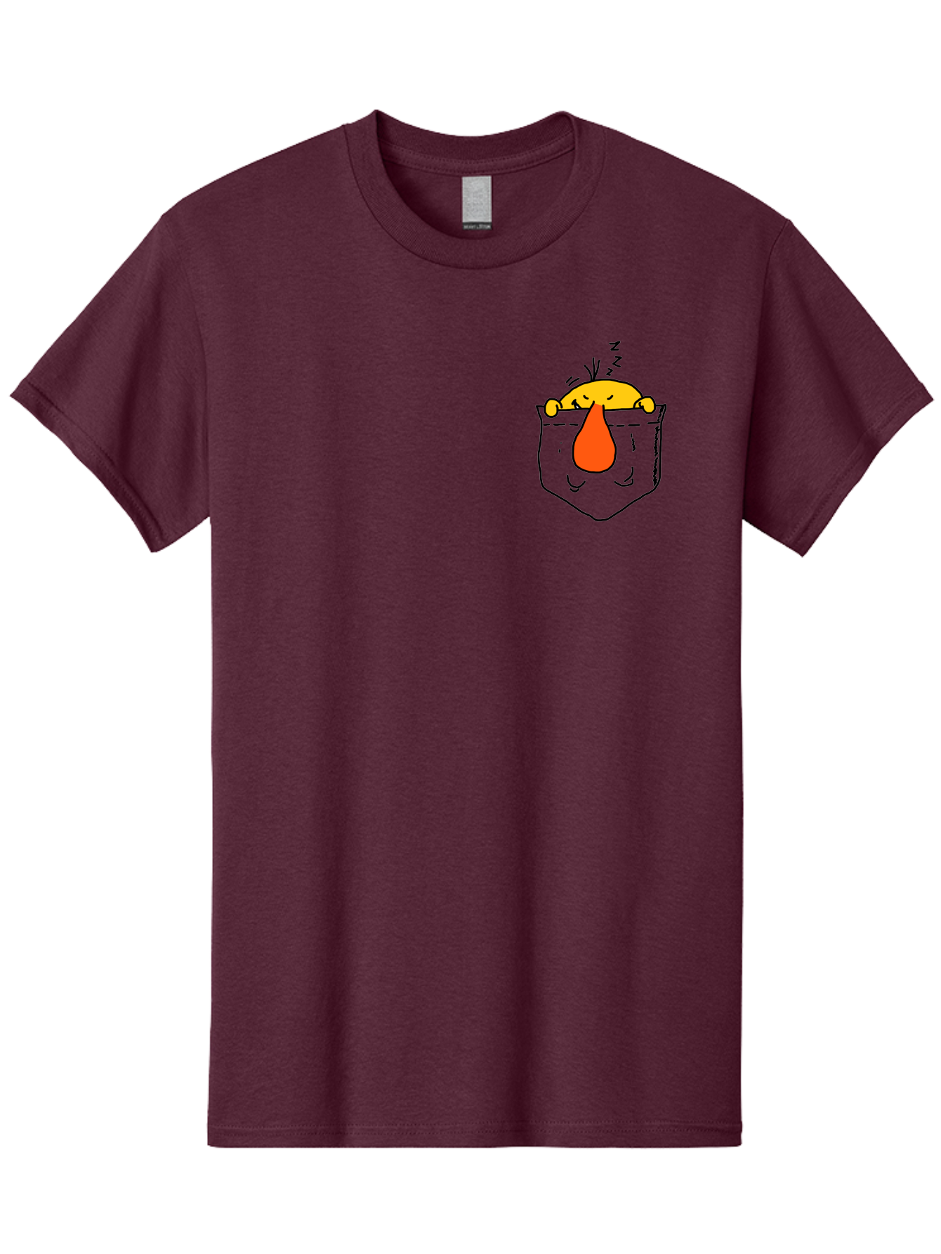 Pocket-Chicken Men'S Graphic Tee, 100% Cotton, Comfortable Casual Summer Wear, Machine Washable, Cartoon Chicken, Crying Face, Pocket Illustration, Orange Teardrop, Emotional Expression, Simple Doodle, Quirky Design, Funny Character - Aaa114 27