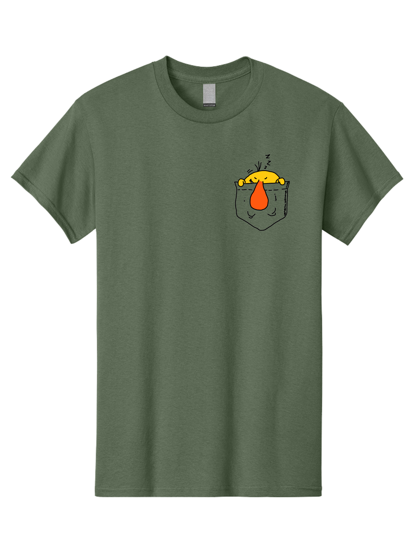 Pocket-Chicken Men'S Graphic Tee, 100% Cotton, Comfortable Casual Summer Wear, Machine Washable, Cartoon Chicken, Crying Face, Pocket Illustration, Orange Teardrop, Emotional Expression, Simple Doodle, Quirky Design, Funny Character - Aaa114 9