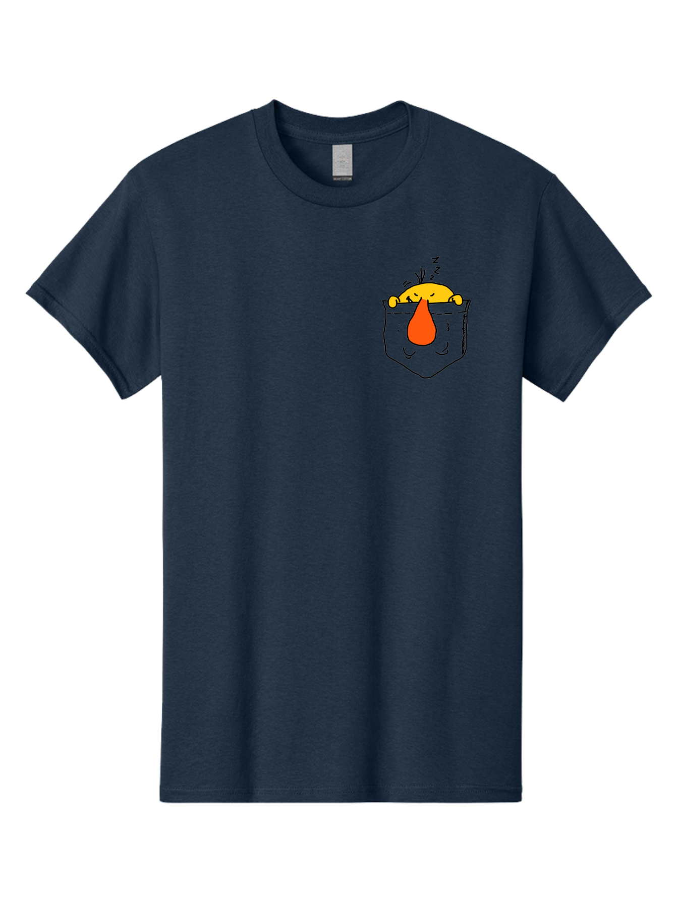 Pocket-Chicken Men'S Graphic Tee, 100% Cotton, Comfortable Casual Summer Wear, Machine Washable, Cartoon Chicken, Crying Face, Pocket Illustration, Orange Teardrop, Emotional Expression, Simple Doodle, Quirky Design, Funny Character - Aaa114 7