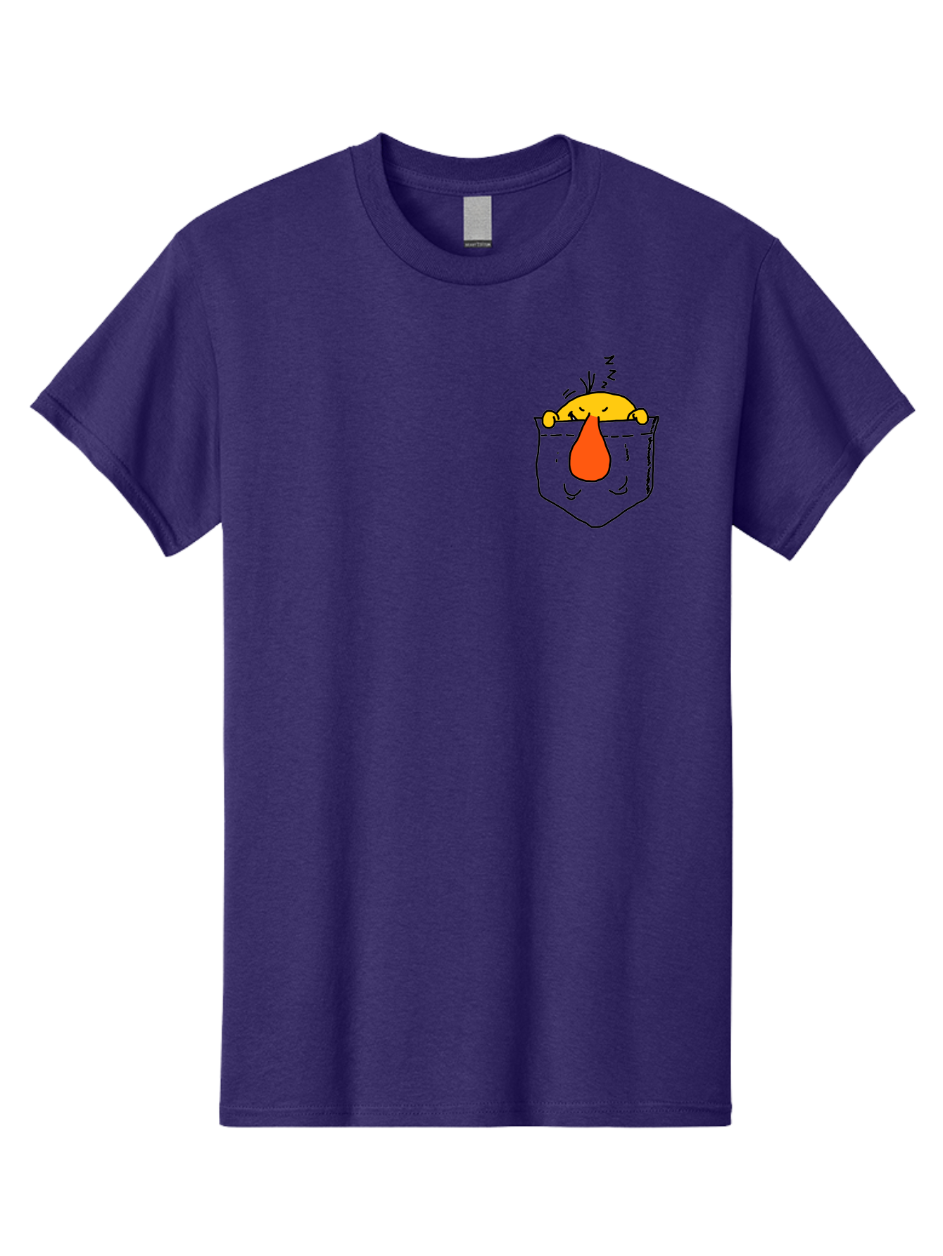 Pocket-Chicken Men'S Graphic Tee, 100% Cotton, Comfortable Casual Summer Wear, Machine Washable, Cartoon Chicken, Crying Face, Pocket Illustration, Orange Teardrop, Emotional Expression, Simple Doodle, Quirky Design, Funny Character - Aaa114 3
