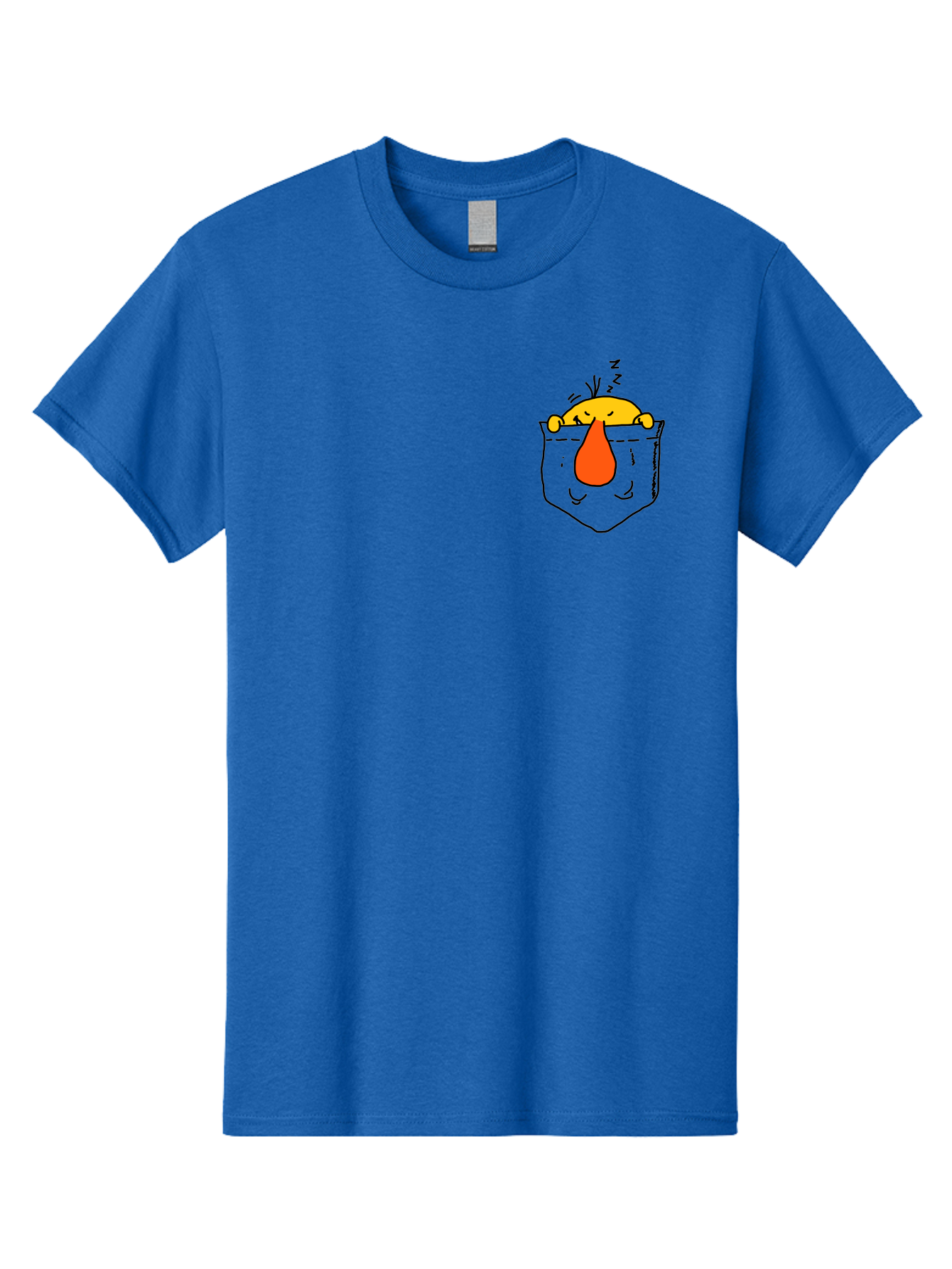Pocket-Chicken Men'S Graphic Tee, 100% Cotton, Comfortable Casual Summer Wear, Machine Washable, Cartoon Chicken, Crying Face, Pocket Illustration, Orange Teardrop, Emotional Expression, Simple Doodle, Quirky Design, Funny Character - Aaa114 23