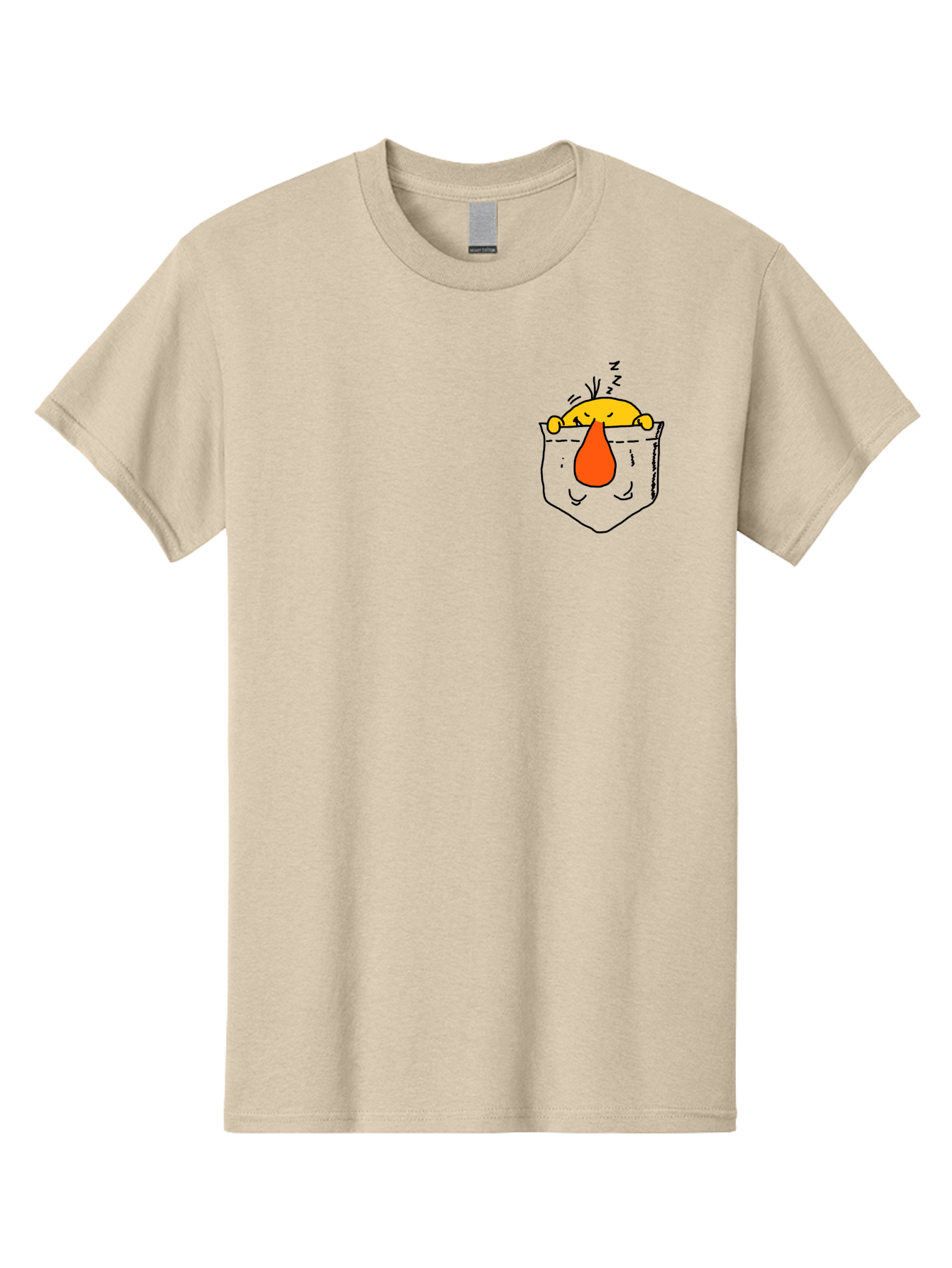 Pocket-Chicken Men'S Graphic Tee, 100% Cotton, Comfortable Casual Summer Wear, Machine Washable, Cartoon Chicken, Crying Face, Pocket Illustration, Orange Teardrop, Emotional Expression, Simple Doodle, Quirky Design, Funny Character - Aaa114 15