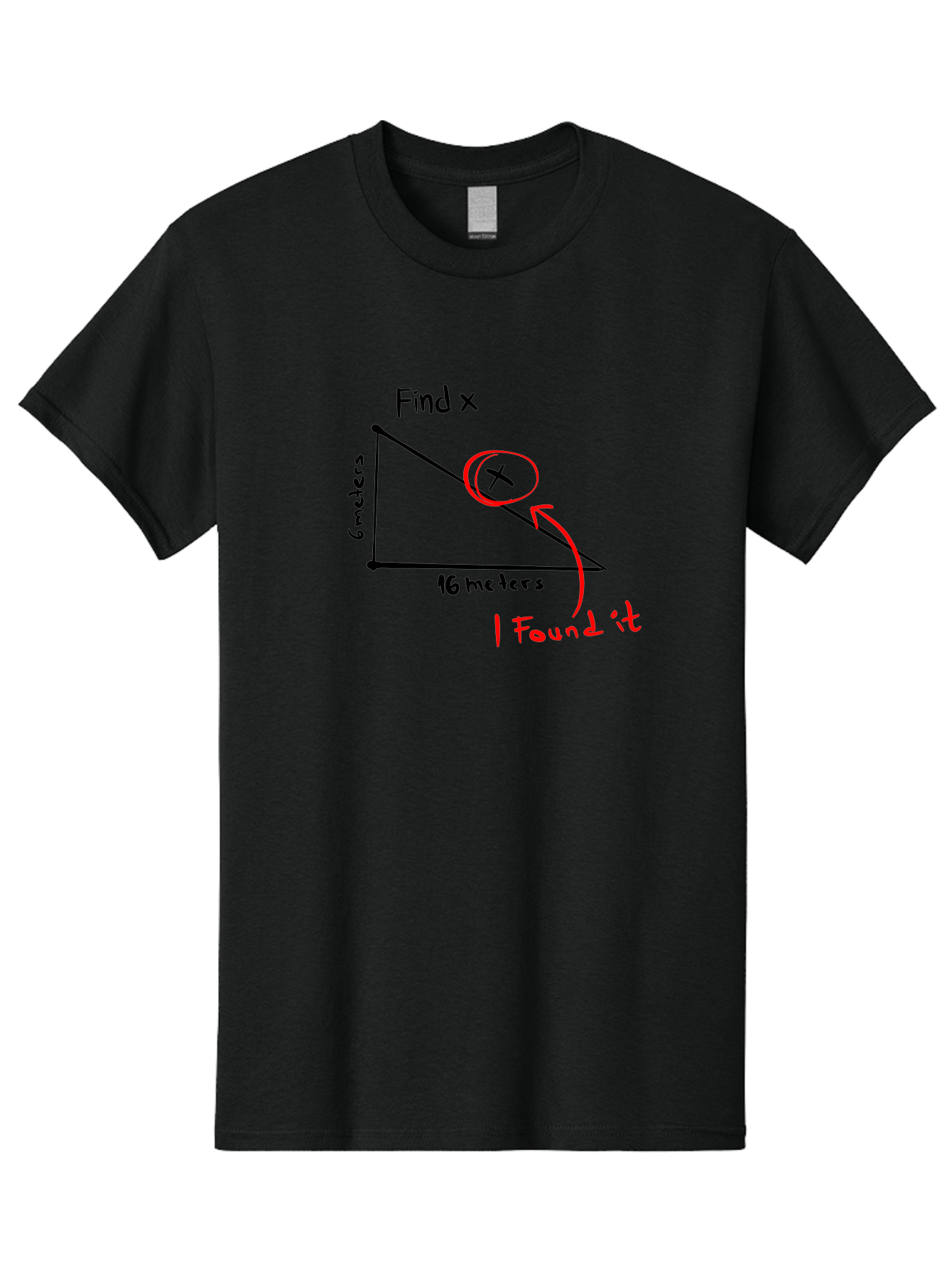 Right-Triangle-Problem Men'S Graphic Tee, 100% Cotton, Comfortable Casual Summer Wear, Machine Washable, Right Triangle, 6 Meters, 16 Meters, Find X, Pythagorean Theorem, Geometry Problem, Trigonometry, Math Exercise, Solve For X - Aaa115 15