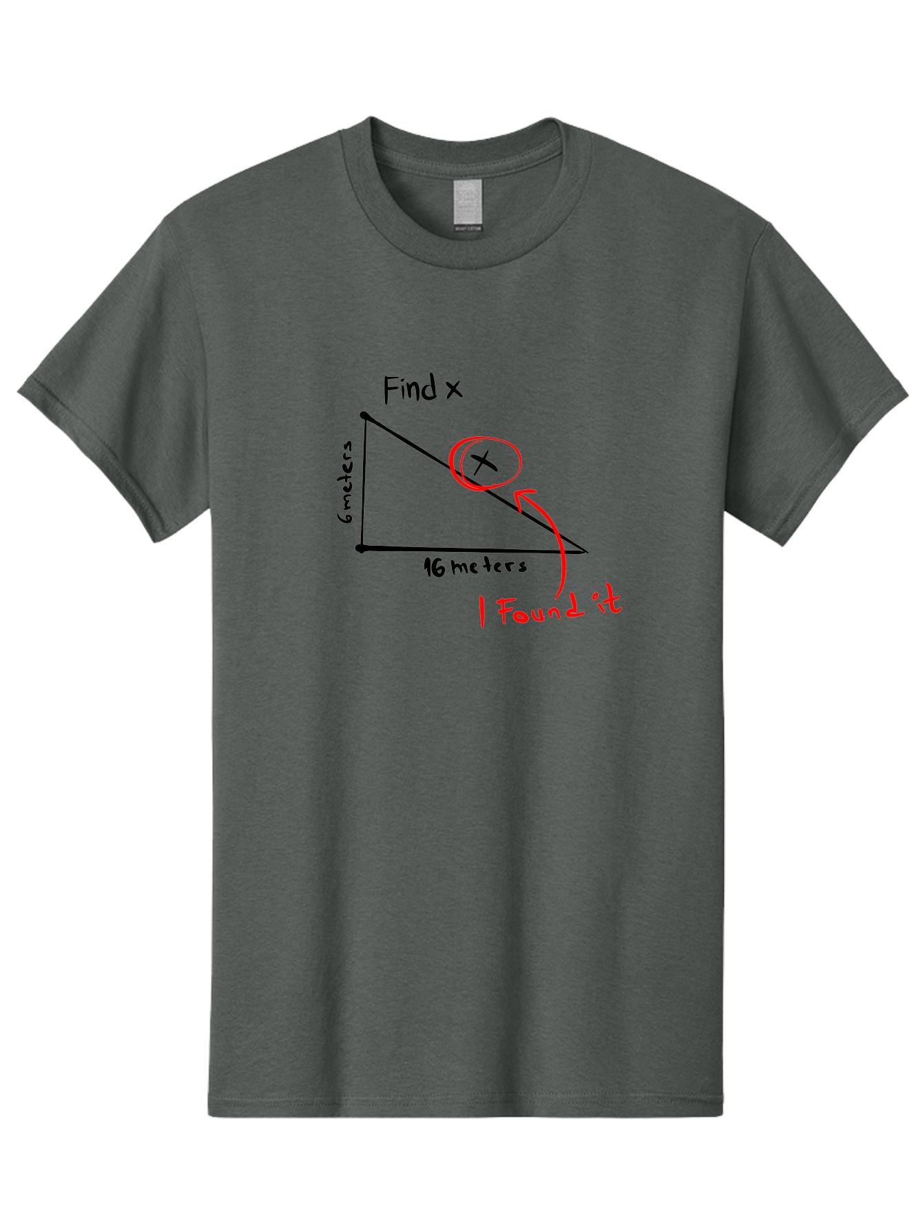 Right-Triangle-Problem Men'S Graphic Tee, 100% Cotton, Comfortable Casual Summer Wear, Machine Washable, Right Triangle, 6 Meters, 16 Meters, Find X, Pythagorean Theorem, Geometry Problem, Trigonometry, Math Exercise, Solve For X - Aaa115 7