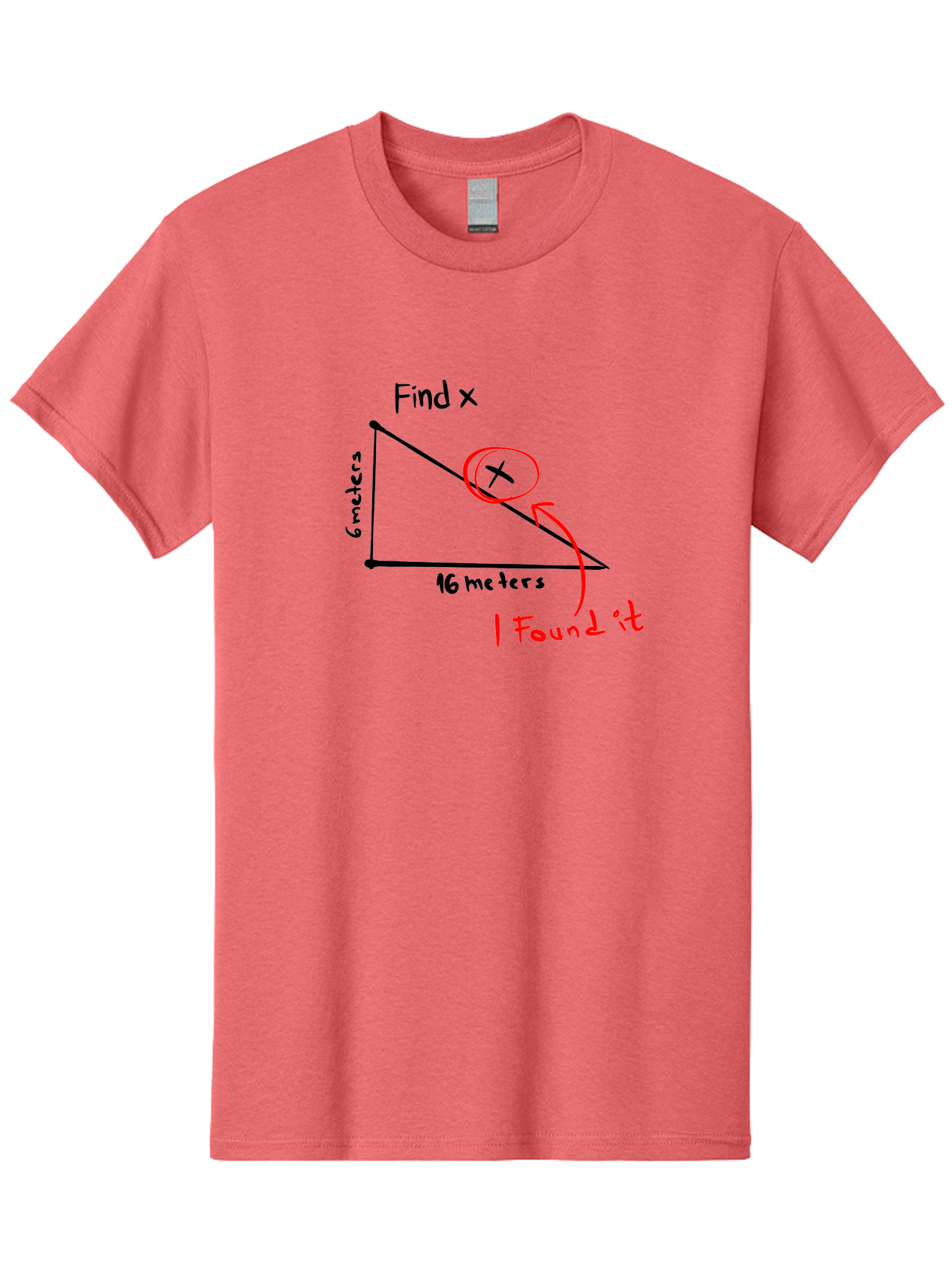 Right-Triangle-Problem Men'S Graphic Tee, 100% Cotton, Comfortable Casual Summer Wear, Machine Washable, Right Triangle, 6 Meters, 16 Meters, Find X, Pythagorean Theorem, Geometry Problem, Trigonometry, Math Exercise, Solve For X - Aaa115 3