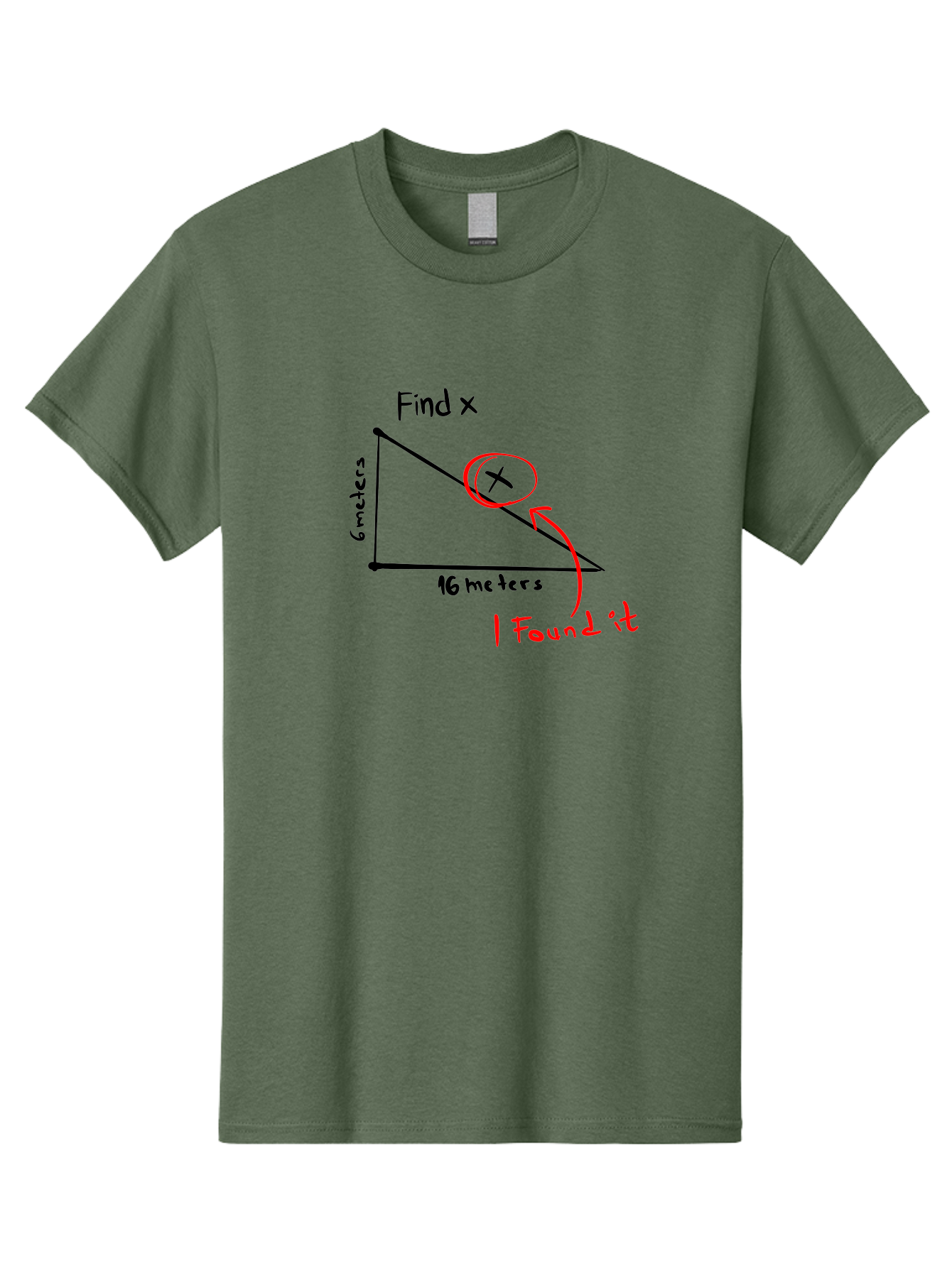 Right-Triangle-Problem Men'S Graphic Tee, 100% Cotton, Comfortable Casual Summer Wear, Machine Washable, Right Triangle, 6 Meters, 16 Meters, Find X, Pythagorean Theorem, Geometry Problem, Trigonometry, Math Exercise, Solve For X - Aaa115 11
