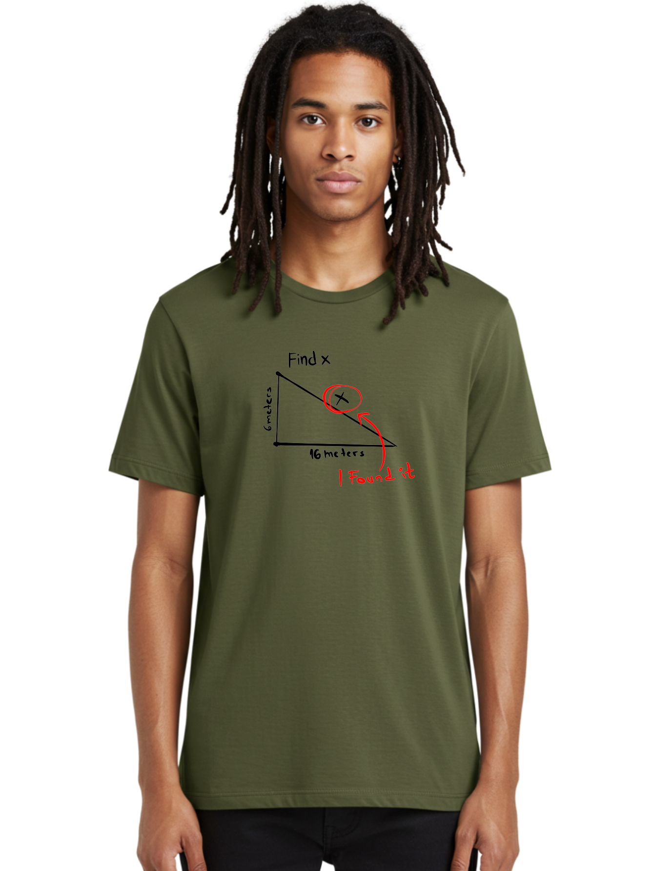 Right-Triangle-Problem Men'S Graphic Tee, 100% Cotton, Comfortable Casual Summer Wear, Machine Washable, Right Triangle, 6 Meters, 16 Meters, Find X, Pythagorean Theorem, Geometry Problem, Trigonometry, Math Exercise, Solve For X - Aaa115 12