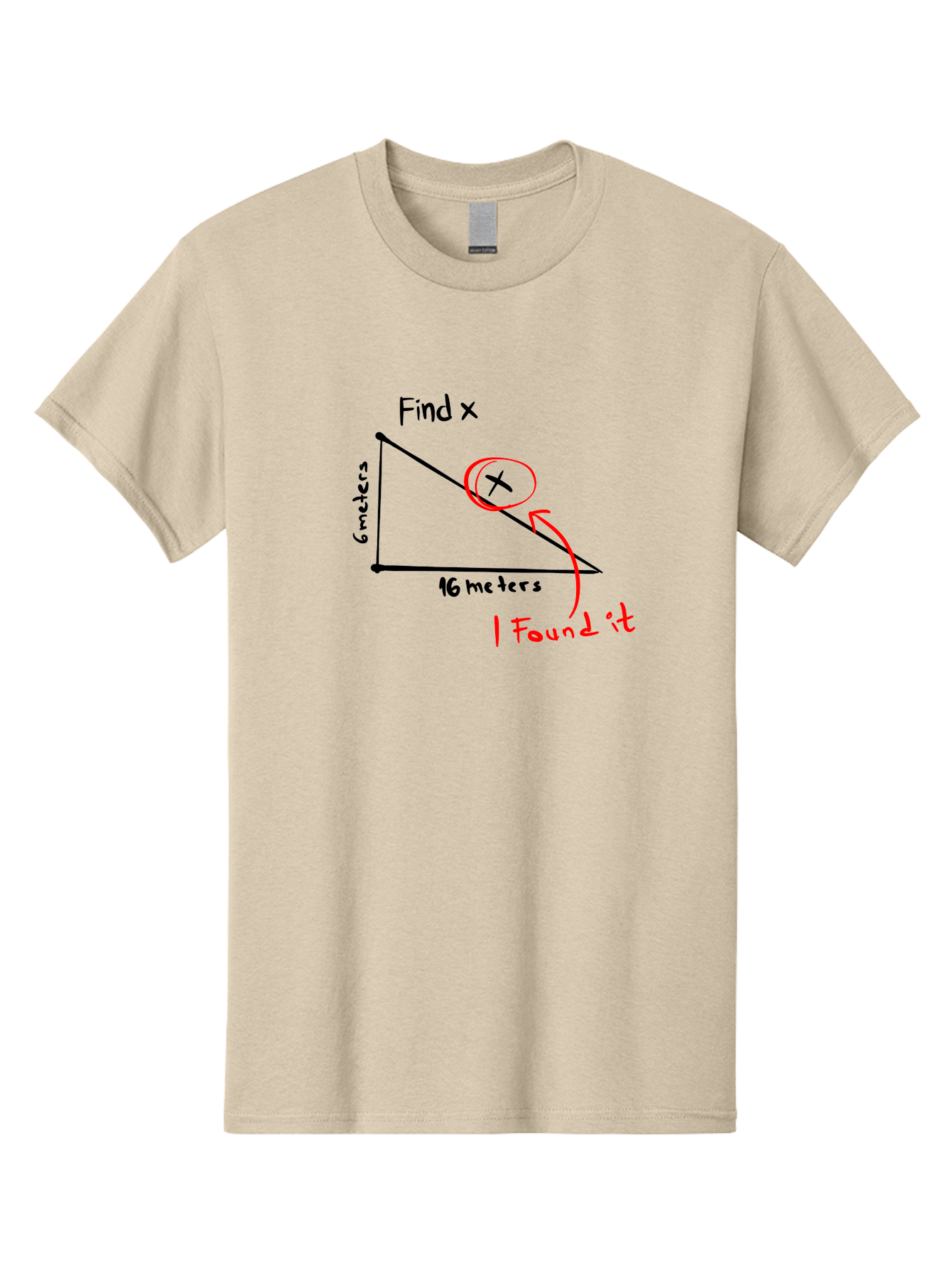 Right-Triangle-Problem Men'S Graphic Tee, 100% Cotton, Comfortable Casual Summer Wear, Machine Washable, Right Triangle, 6 Meters, 16 Meters, Find X, Pythagorean Theorem, Geometry Problem, Trigonometry, Math Exercise, Solve For X - Aaa115 23