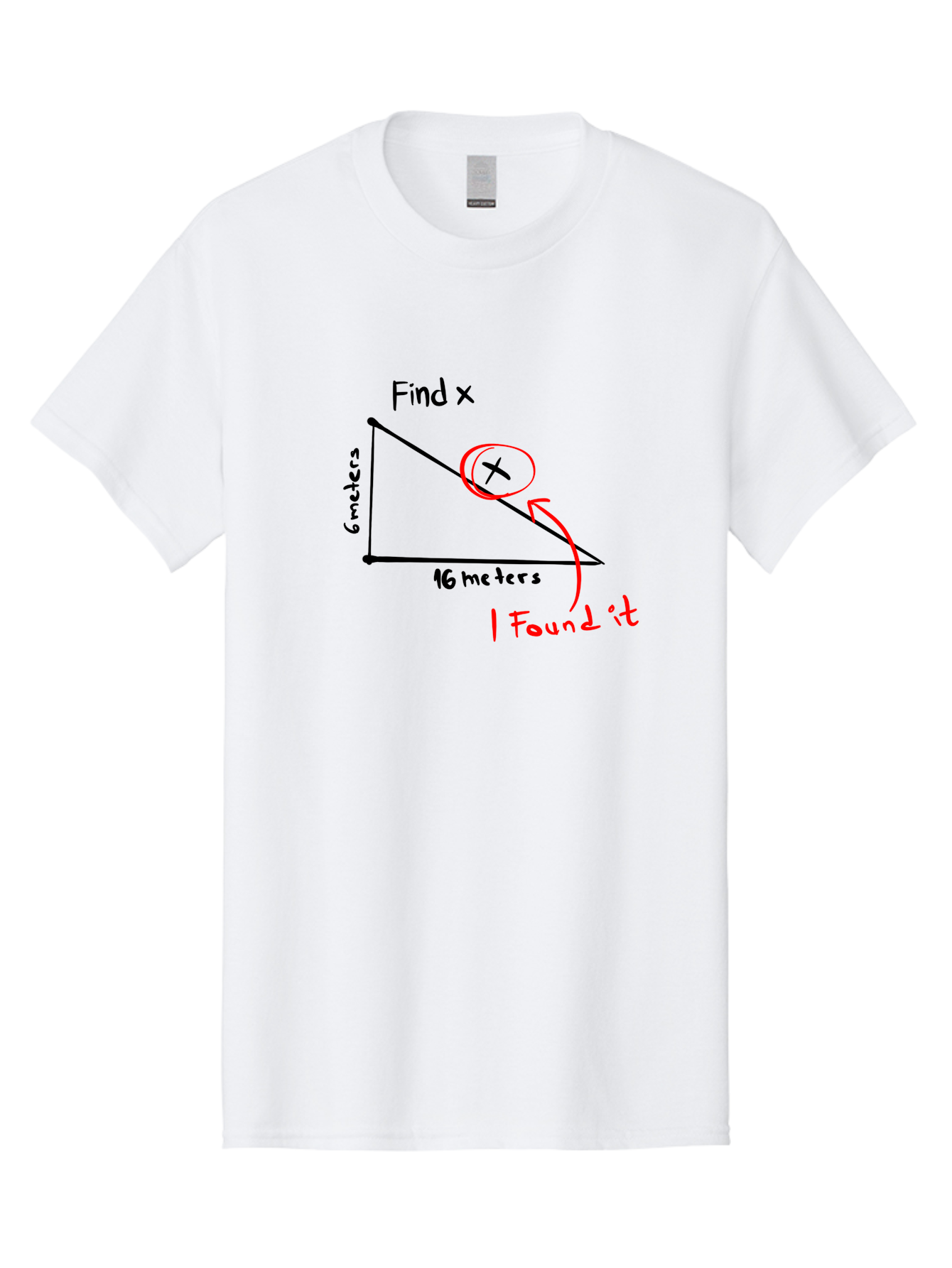 Right-Triangle-Problem Men'S Graphic Tee, 100% Cotton, Comfortable Casual Summer Wear, Machine Washable, Right Triangle, 6 Meters, 16 Meters, Find X, Pythagorean Theorem, Geometry Problem, Trigonometry, Math Exercise, Solve For X - Aaa115 17