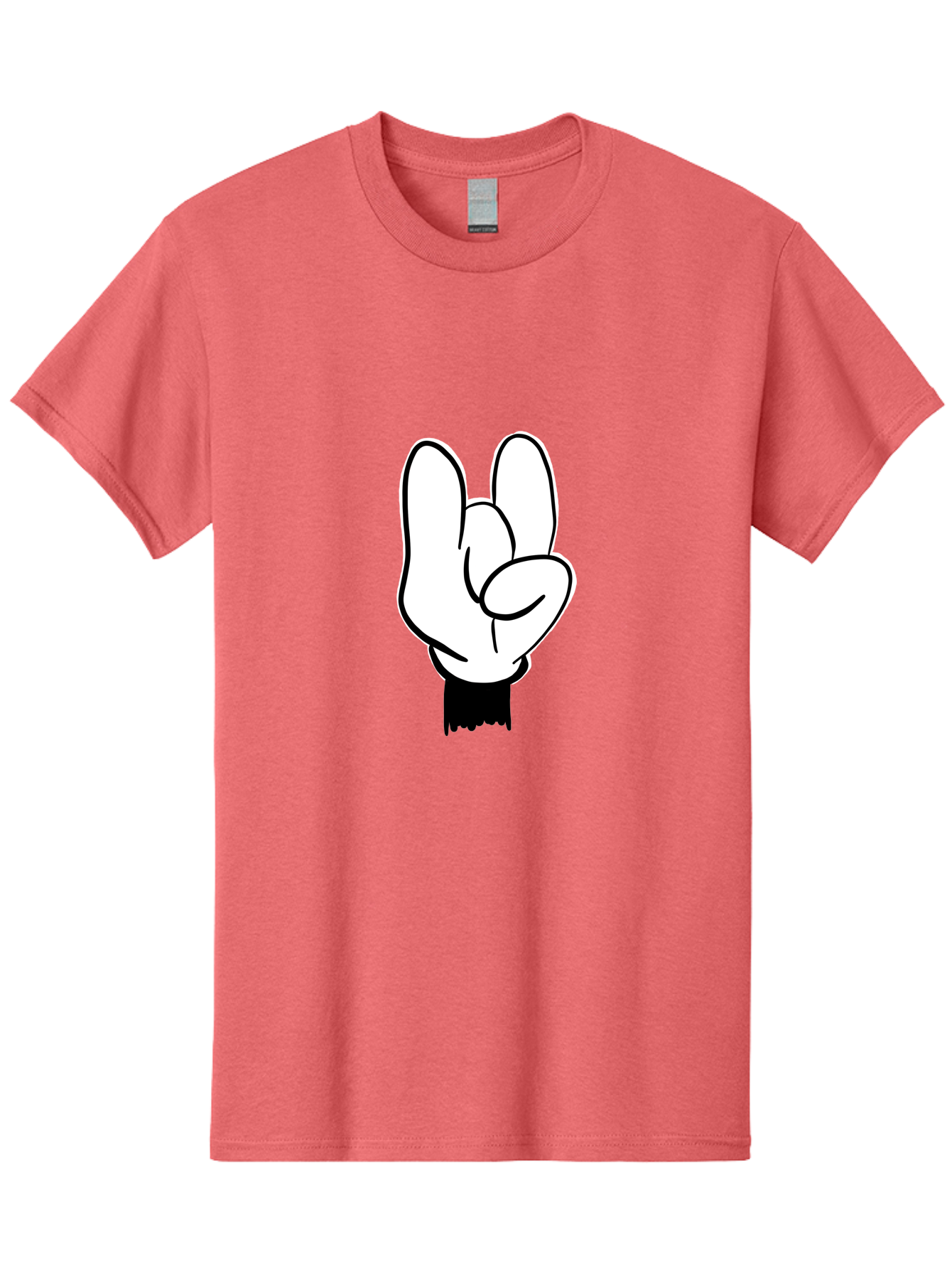 Rock-On-Hand Men'S Graphic Tee, 100% Cotton, Comfortable Casual Summer Wear, Machine Washable, Hand Gesture, Peace Sign, Cartoon Illustration, White Hand, Black Sleeve, Simple Design, Symbol Of Peace, Illustration Art, Graphic Design - Aaa117 9