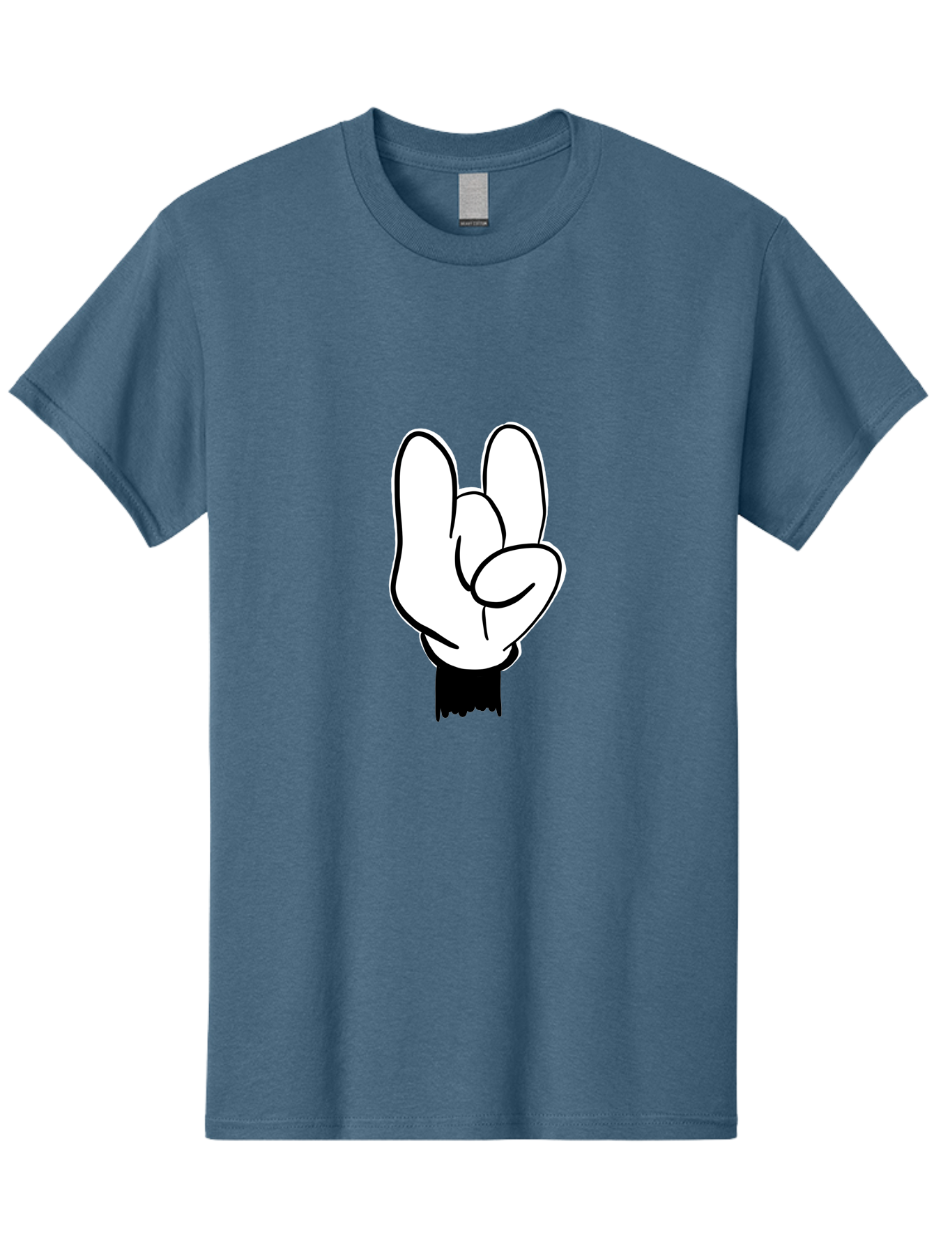 Rock-On-Hand Men'S Graphic Tee, 100% Cotton, Comfortable Casual Summer Wear, Machine Washable, Hand Gesture, Peace Sign, Cartoon Illustration, White Hand, Black Sleeve, Simple Design, Symbol Of Peace, Illustration Art, Graphic Design - Aaa117 13