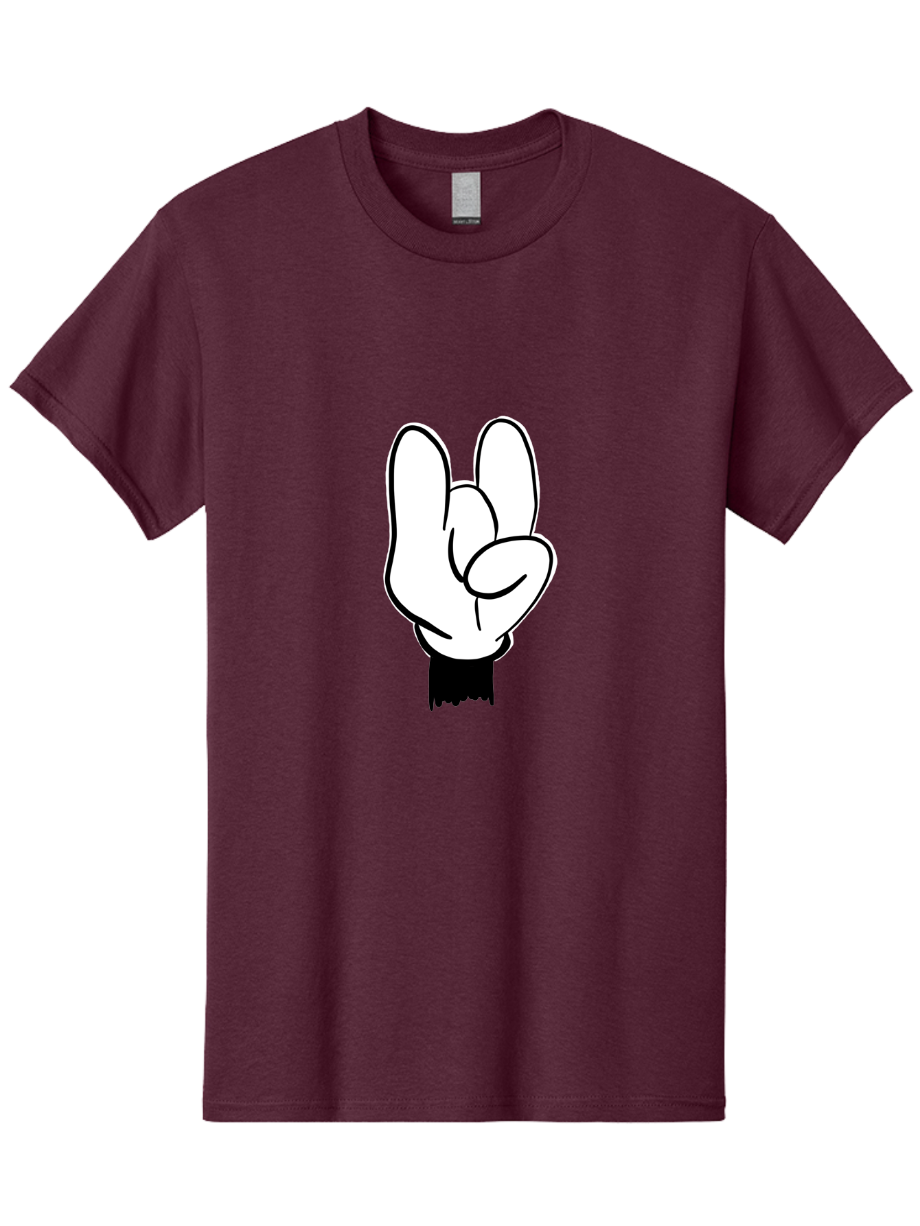 Rock-On-Hand Men'S Graphic Tee, 100% Cotton, Comfortable Casual Summer Wear, Machine Washable, Hand Gesture, Peace Sign, Cartoon Illustration, White Hand, Black Sleeve, Simple Design, Symbol Of Peace, Illustration Art, Graphic Design - Aaa117 29