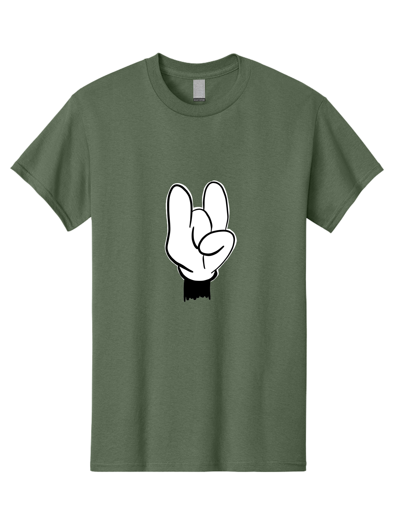 Rock-On-Hand Men'S Graphic Tee, 100% Cotton, Comfortable Casual Summer Wear, Machine Washable, Hand Gesture, Peace Sign, Cartoon Illustration, White Hand, Black Sleeve, Simple Design, Symbol Of Peace, Illustration Art, Graphic Design - Aaa117 7