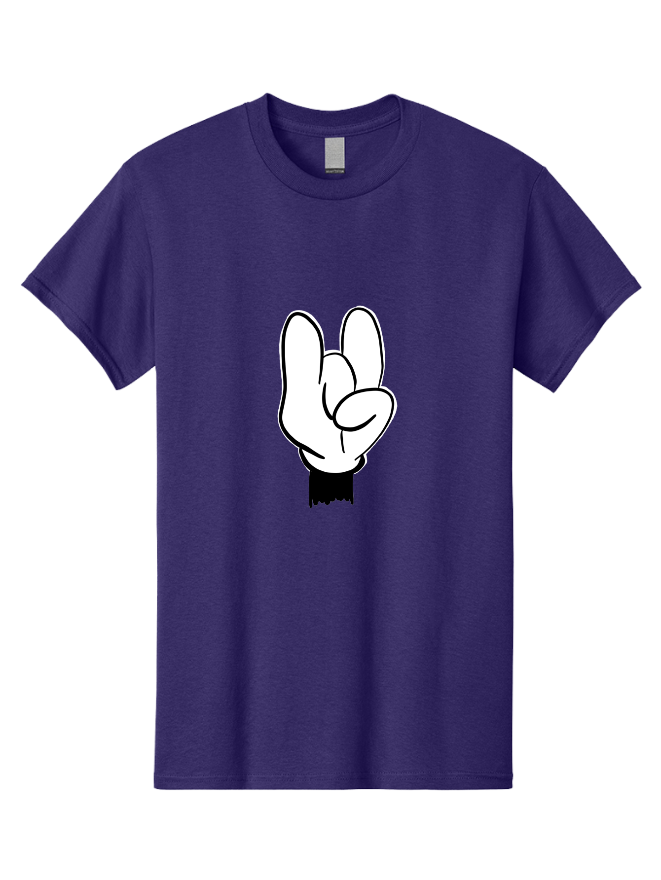 Rock-On-Hand Men'S Graphic Tee, 100% Cotton, Comfortable Casual Summer Wear, Machine Washable, Hand Gesture, Peace Sign, Cartoon Illustration, White Hand, Black Sleeve, Simple Design, Symbol Of Peace, Illustration Art, Graphic Design - Aaa117 27