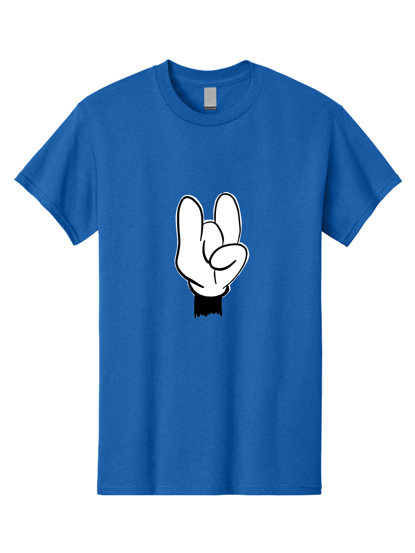 Rock-On-Hand Men'S Graphic Tee, 100% Cotton, Comfortable Casual Summer Wear, Machine Washable, Hand Gesture, Peace Sign, Cartoon Illustration, White Hand, Black Sleeve, Simple Design, Symbol Of Peace, Illustration Art, Graphic Design - Aaa117 15