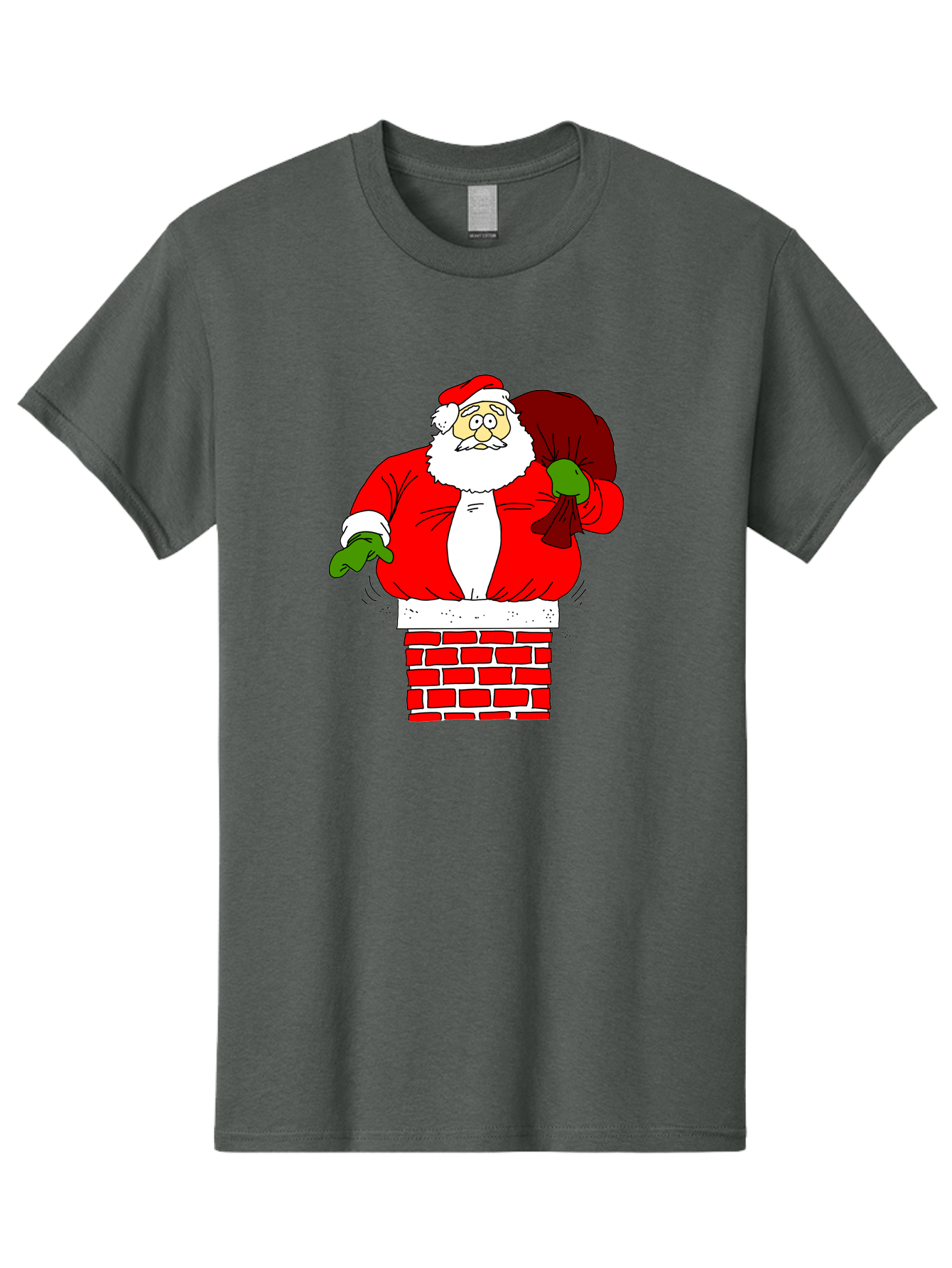 Santa-Claus Men'S Graphic Tee, 100% Cotton, Comfortable Casual Summer Wear, Machine Washable, Santa Claus Emerging From A Chimney, Christmas Magic, Festive Season, Holiday Cheer, Jolly Old Man, Gift Giving, Red Suit, White Beard, - Aaa118 5