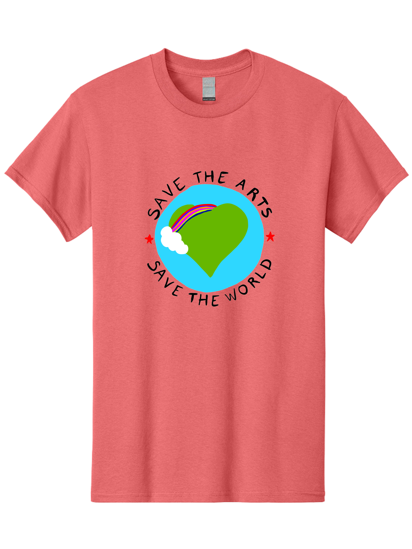 Save-The-Arts-Save-The-World Men'S Graphic Tee, 100% Cotton, Comfortable Casual Summer Wear, Machine Washable, Heart-Shaped Earth, Rainbow, Cloud, Save The Arts, Save The World, Creative Expression, Artistic Activism, - Aaa120 19