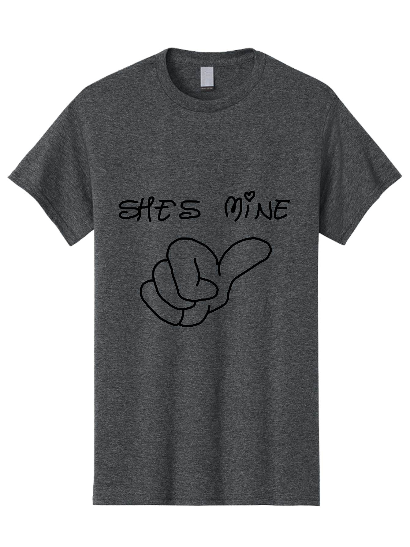 Shes-Mine Men'S Graphic Tee, 100% Cotton, Comfortable Casual Summer Wear, Machine Washable, Hand Gesture, Possessive Symbol, Love Sign, Heart Symbol, Romantic Gesture, Claim Of Ownership, Symbol Of Love - Aaa121 21