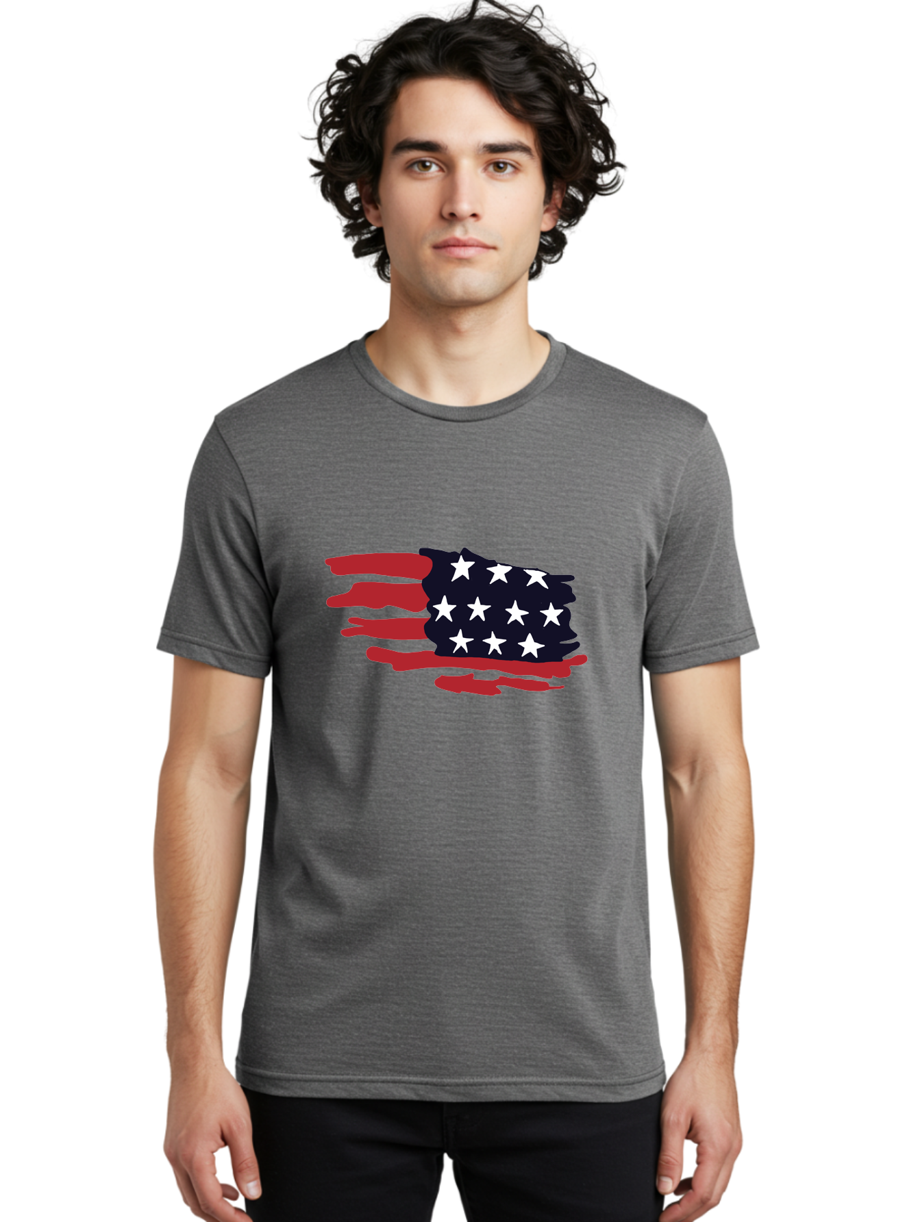 Stars-And-Stripes Men'S Graphic Tee, 100% Cotton, Comfortable Casual Summer Wear, Machine Washable, American Flag, Red And White Stripes, White Stars, Patriotic Symbol, Us National Flag, Freedom Representation, Abstract Design, - Aaa126 10