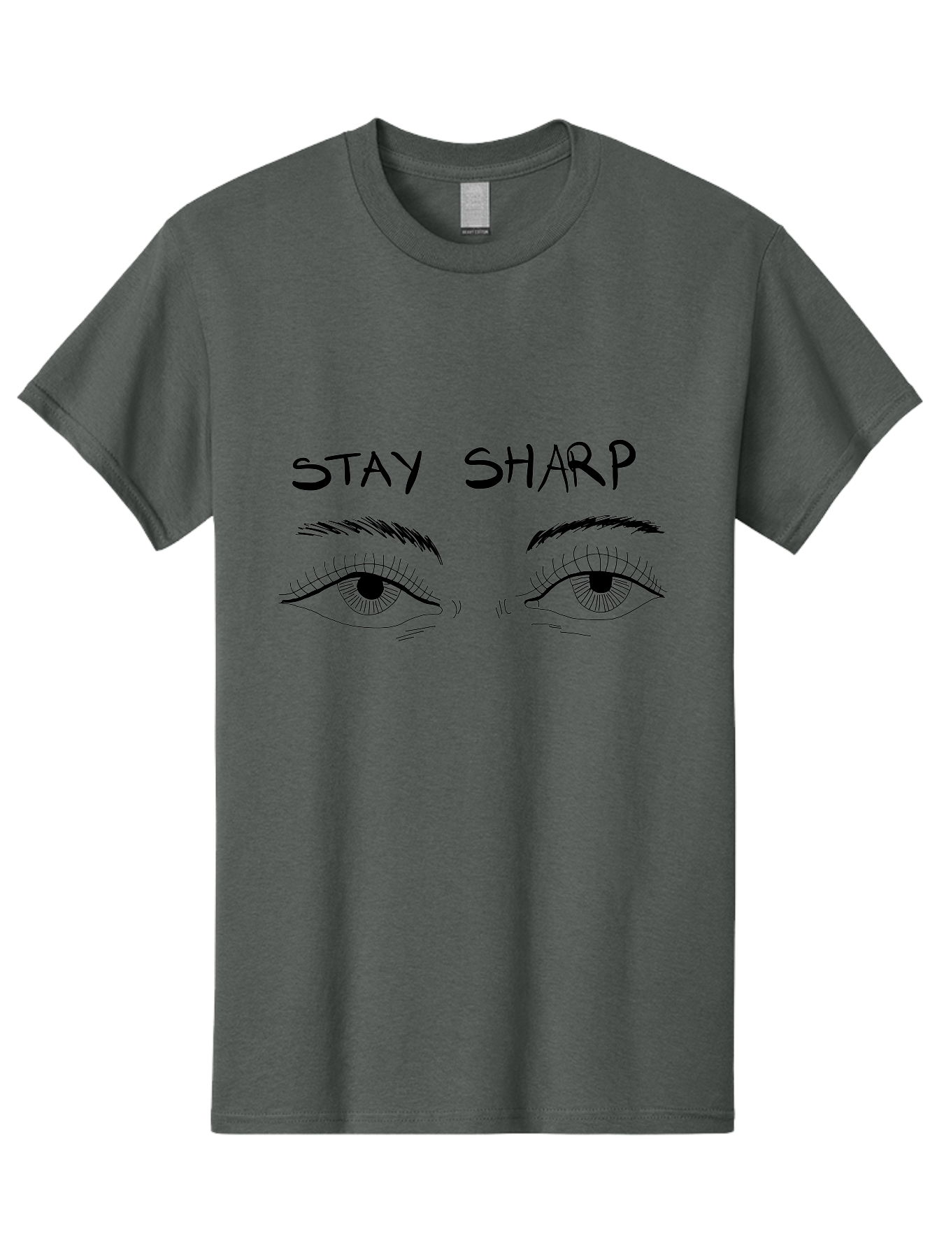 Stay-Sharp Men'S Graphic Tee, 100% Cotton, Comfortable Casual Summer Wear, Machine Washable, Stay Sharp, Motivation, Focus, Eye Illustration, Eyebrow, Detailed Drawing, Black And White, Inspirational Quote, Motivational Art, Mindfulness - Aaa127 23