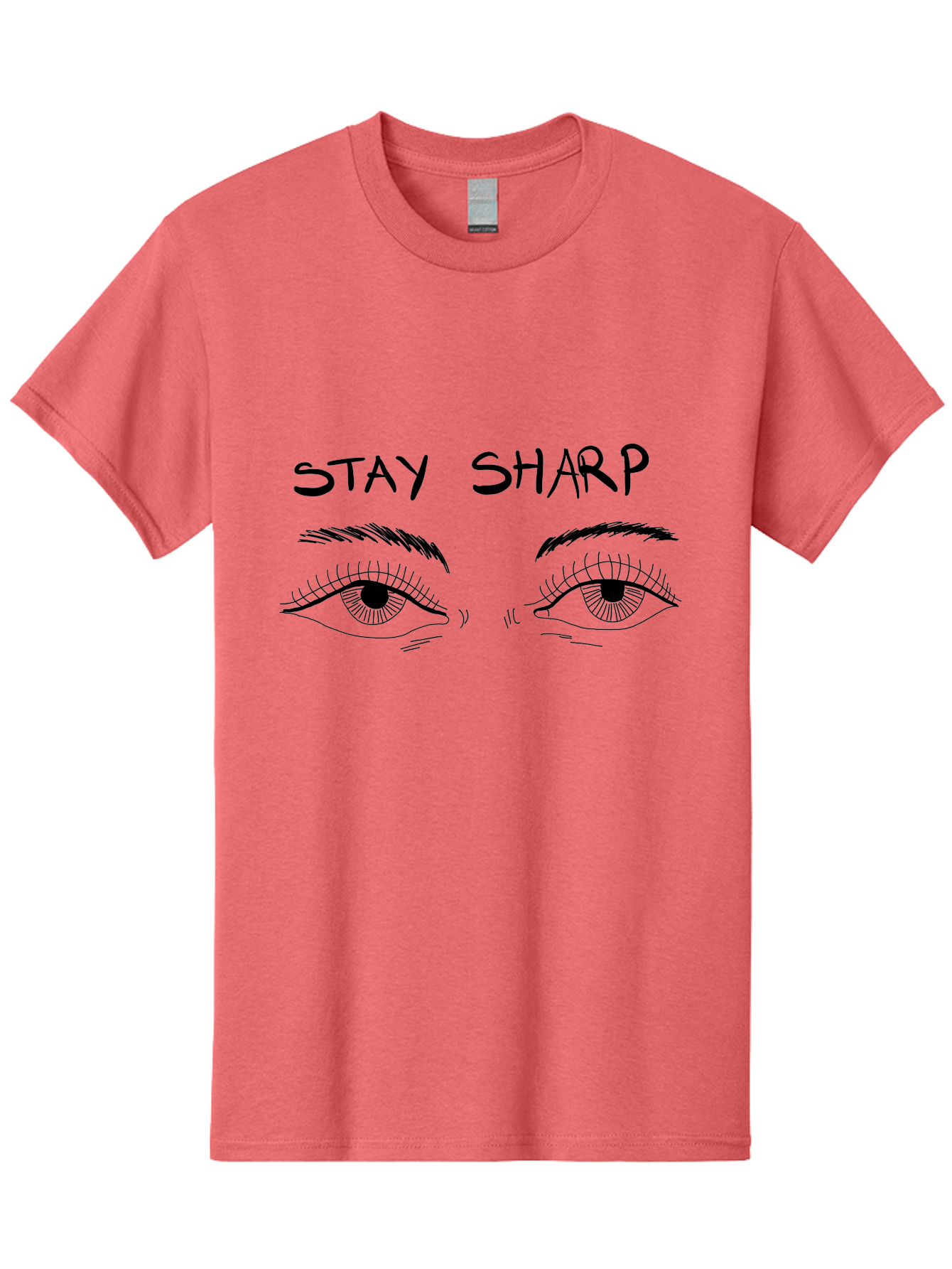 Stay-Sharp Men'S Graphic Tee, 100% Cotton, Comfortable Casual Summer Wear, Machine Washable, Stay Sharp, Motivation, Focus, Eye Illustration, Eyebrow, Detailed Drawing, Black And White, Inspirational Quote, Motivational Art, Mindfulness - Aaa127 15