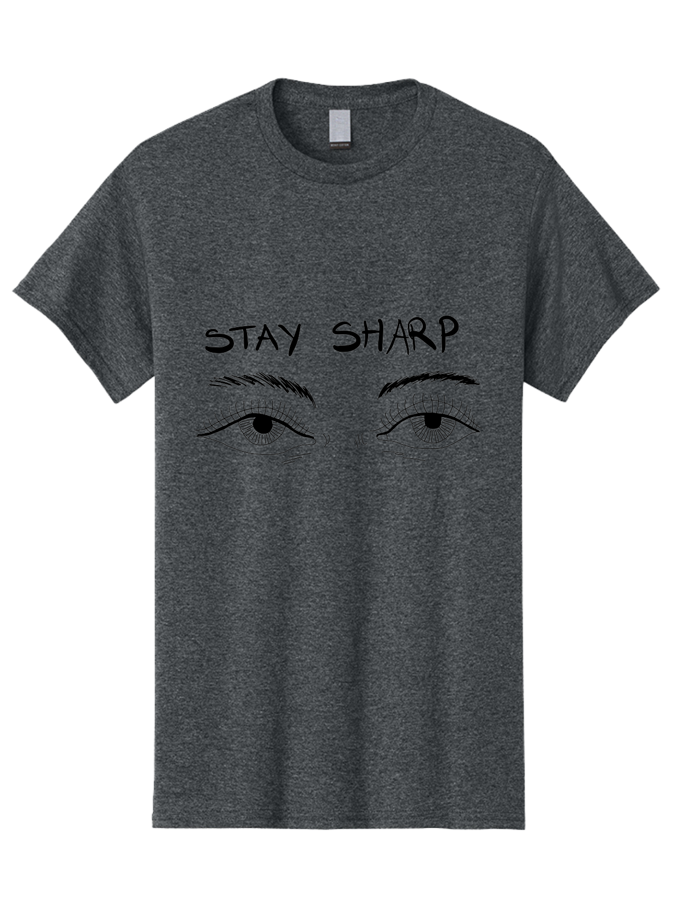 Stay-Sharp Men'S Graphic Tee, 100% Cotton, Comfortable Casual Summer Wear, Machine Washable, Stay Sharp, Motivation, Focus, Eye Illustration, Eyebrow, Detailed Drawing, Black And White, Inspirational Quote, Motivational Art, Mindfulness - Aaa127 25