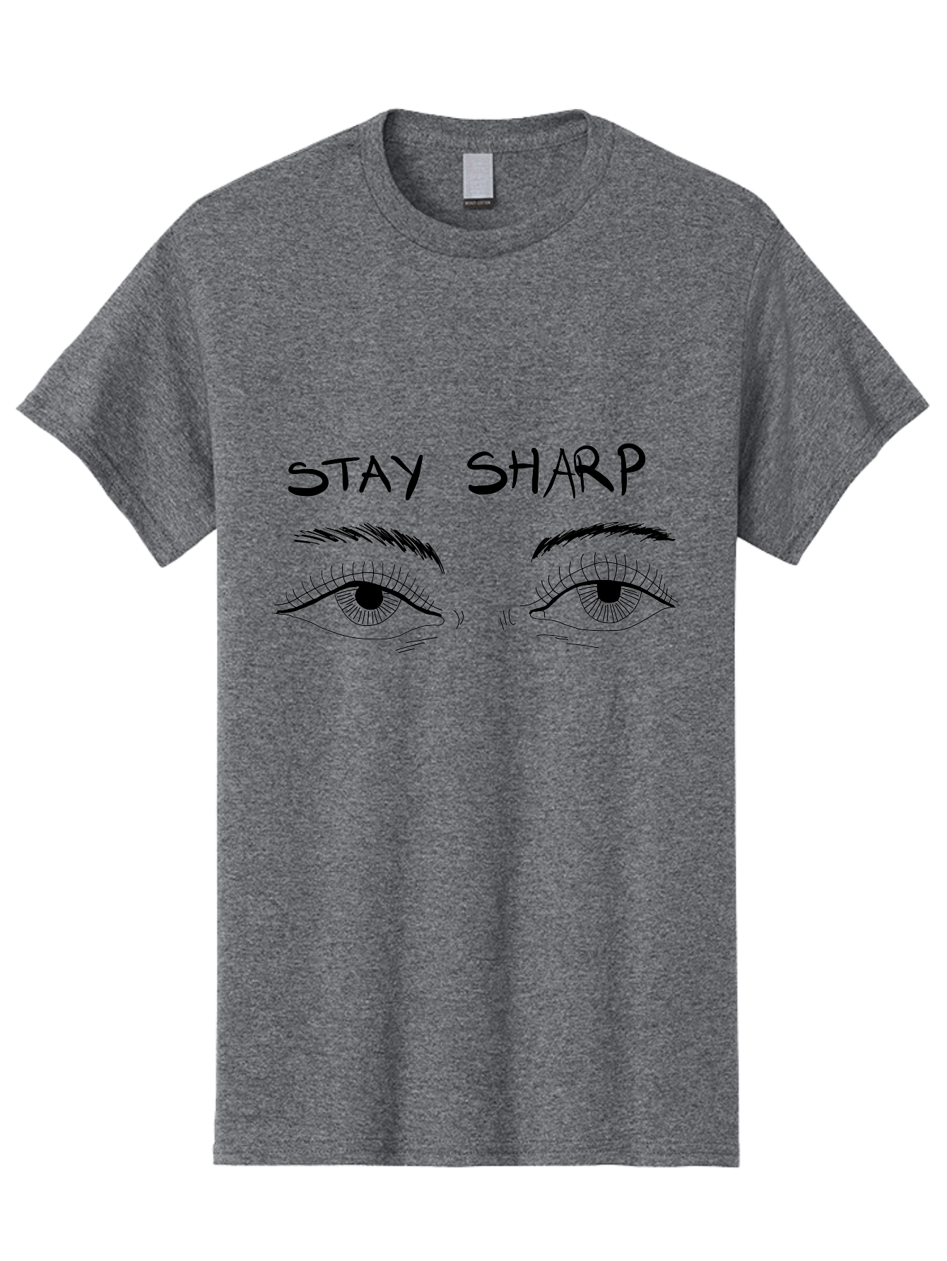 Stay-Sharp Men'S Graphic Tee, 100% Cotton, Comfortable Casual Summer Wear, Machine Washable, Stay Sharp, Motivation, Focus, Eye Illustration, Eyebrow, Detailed Drawing, Black And White, Inspirational Quote, Motivational Art, Mindfulness - Aaa127 27