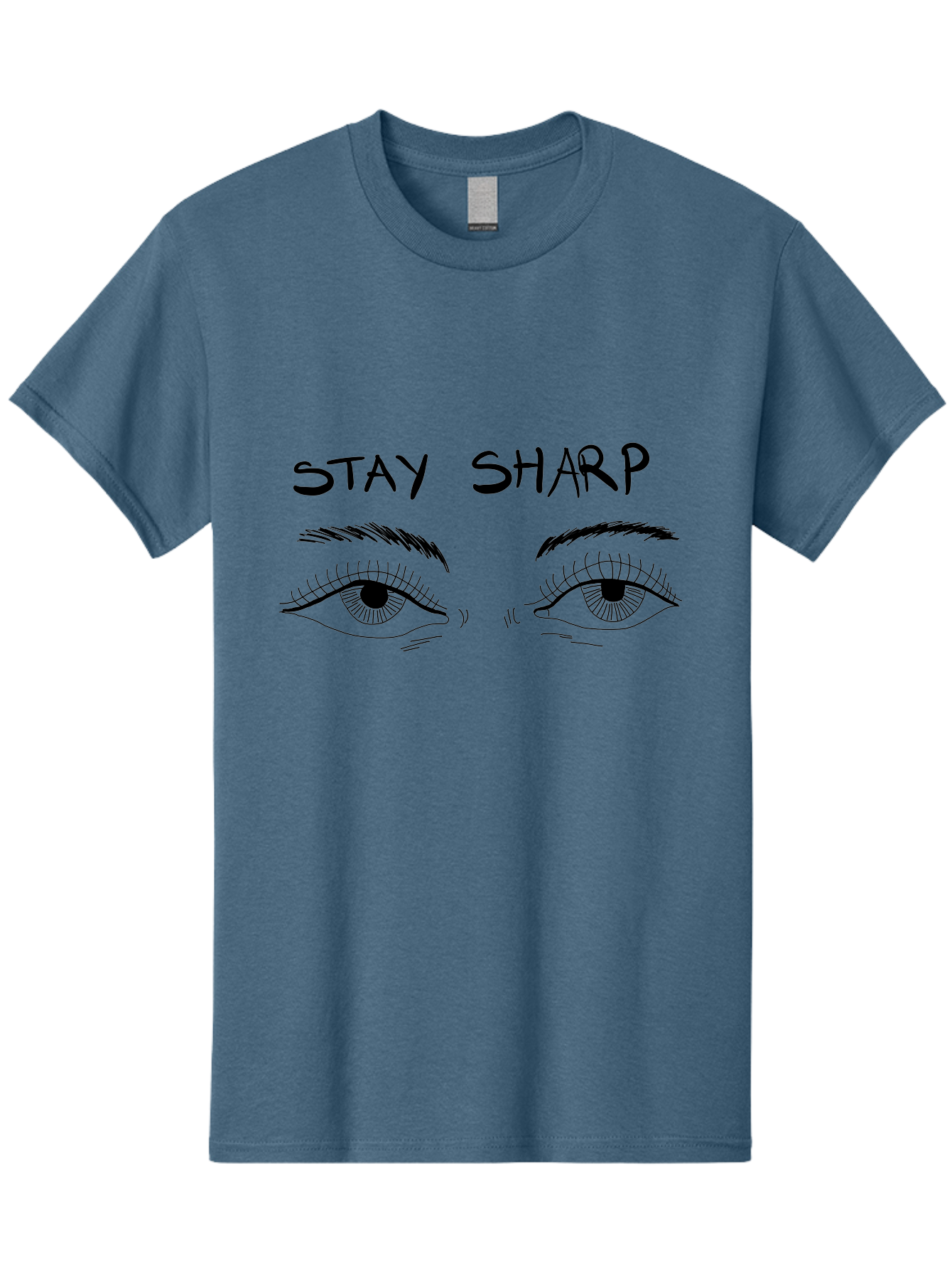Stay-Sharp Men'S Graphic Tee, 100% Cotton, Comfortable Casual Summer Wear, Machine Washable, Stay Sharp, Motivation, Focus, Eye Illustration, Eyebrow, Detailed Drawing, Black And White, Inspirational Quote, Motivational Art, Mindfulness - Aaa127 9