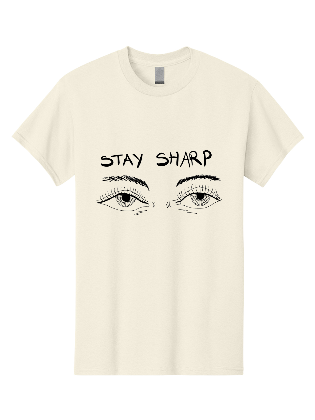 Stay-Sharp Men'S Graphic Tee, 100% Cotton, Comfortable Casual Summer Wear, Machine Washable, Stay Sharp, Motivation, Focus, Eye Illustration, Eyebrow, Detailed Drawing, Black And White, Inspirational Quote, Motivational Art, Mindfulness - Aaa127 5