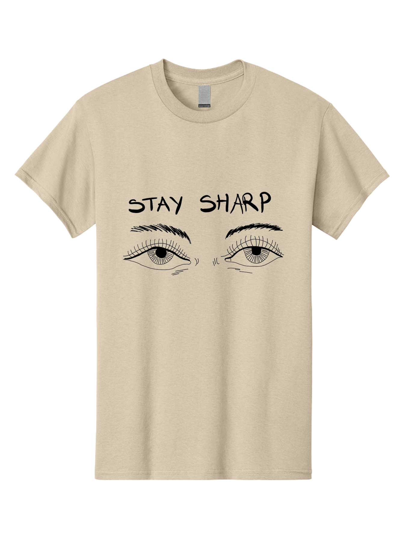 Stay-Sharp Men'S Graphic Tee, 100% Cotton, Comfortable Casual Summer Wear, Machine Washable, Stay Sharp, Motivation, Focus, Eye Illustration, Eyebrow, Detailed Drawing, Black And White, Inspirational Quote, Motivational Art, Mindfulness - Aaa127 29