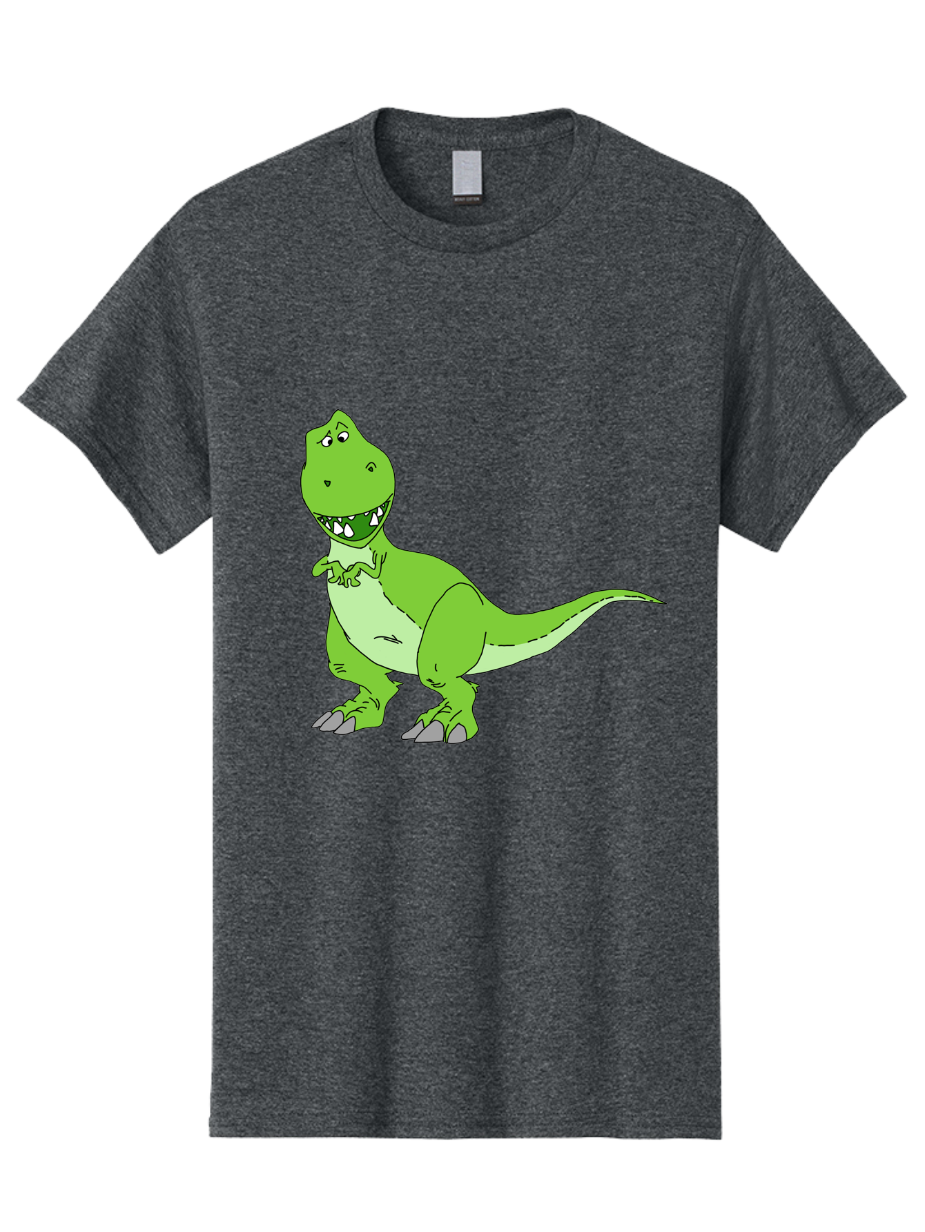 T-Rex Men'S Graphic Tee, 100% Cotton, Comfortable Casual Summer Wear, Machine Washable, Cartoon T-Rex, Green Dinosaur, Prehistoric Creature, Toothy Grin, Playful Expression, Dinosaur Illustration, Children'S Character, Fun And Friendly, - Aaa128 3