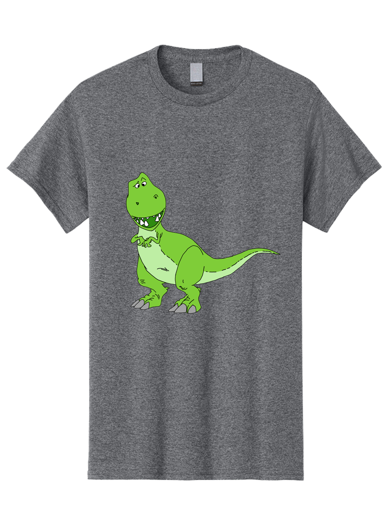 T-Rex Men'S Graphic Tee, 100% Cotton, Comfortable Casual Summer Wear, Machine Washable, Cartoon T-Rex, Green Dinosaur, Prehistoric Creature, Toothy Grin, Playful Expression, Dinosaur Illustration, Children'S Character, Fun And Friendly, - Aaa128 5