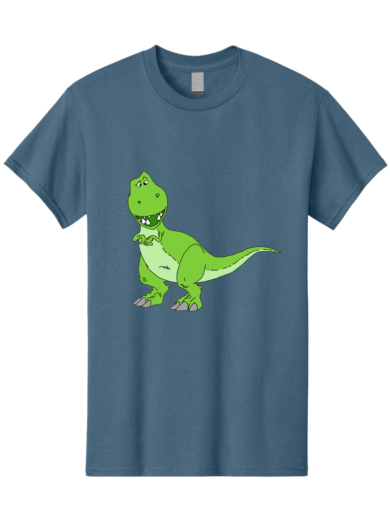 T-Rex Men'S Graphic Tee, 100% Cotton, Comfortable Casual Summer Wear, Machine Washable, Cartoon T-Rex, Green Dinosaur, Prehistoric Creature, Toothy Grin, Playful Expression, Dinosaur Illustration, Children'S Character, Fun And Friendly, - Aaa128 27