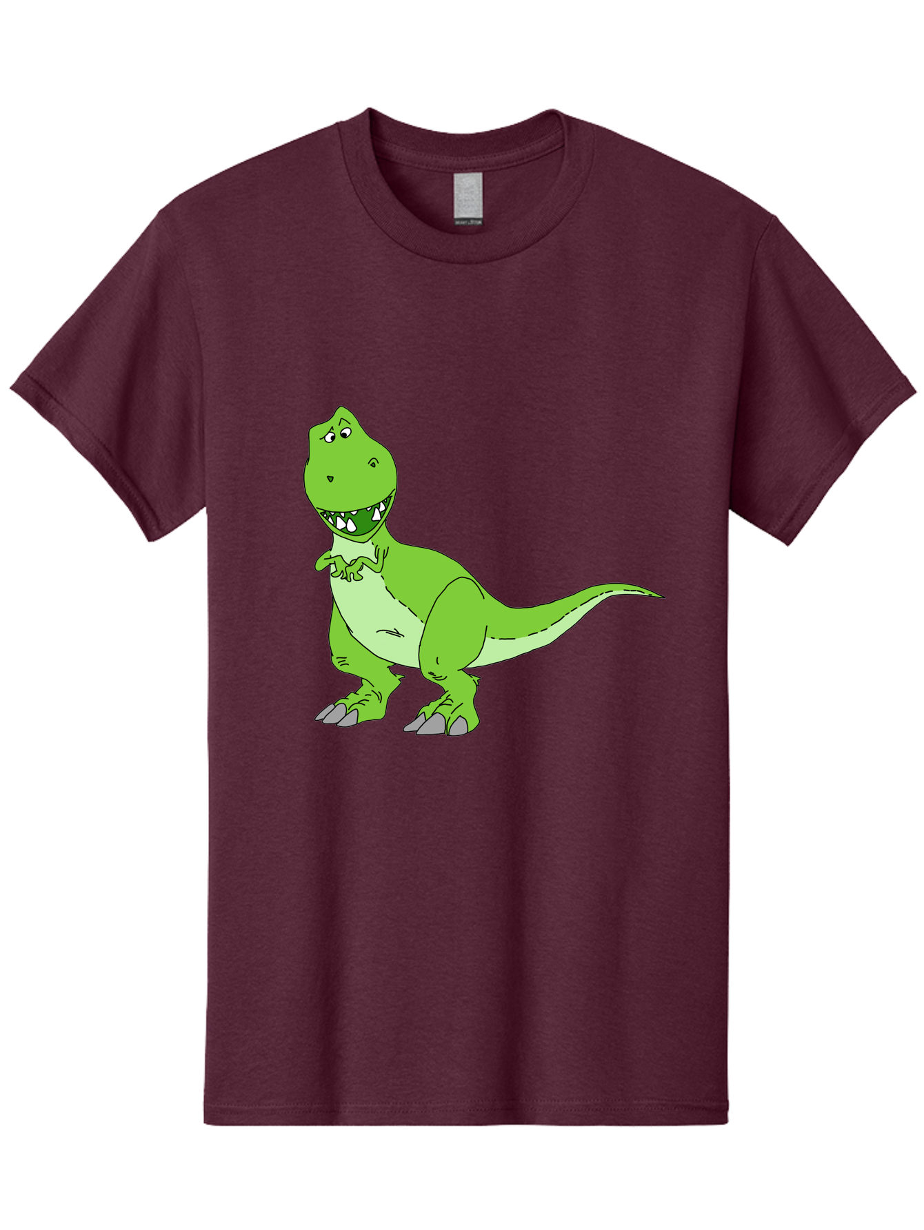 T-Rex Men'S Graphic Tee, 100% Cotton, Comfortable Casual Summer Wear, Machine Washable, Cartoon T-Rex, Green Dinosaur, Prehistoric Creature, Toothy Grin, Playful Expression, Dinosaur Illustration, Children'S Character, Fun And Friendly, - Aaa128 25
