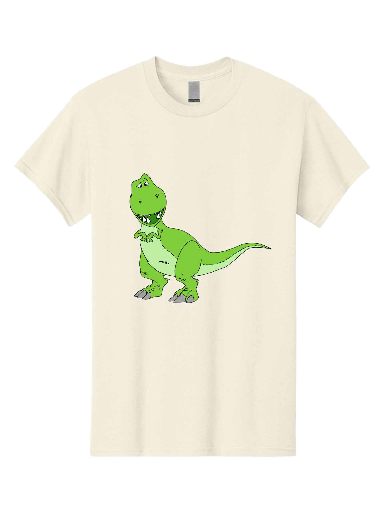 T-Rex Men'S Graphic Tee, 100% Cotton, Comfortable Casual Summer Wear, Machine Washable, Cartoon T-Rex, Green Dinosaur, Prehistoric Creature, Toothy Grin, Playful Expression, Dinosaur Illustration, Children'S Character, Fun And Friendly, - Aaa128 29