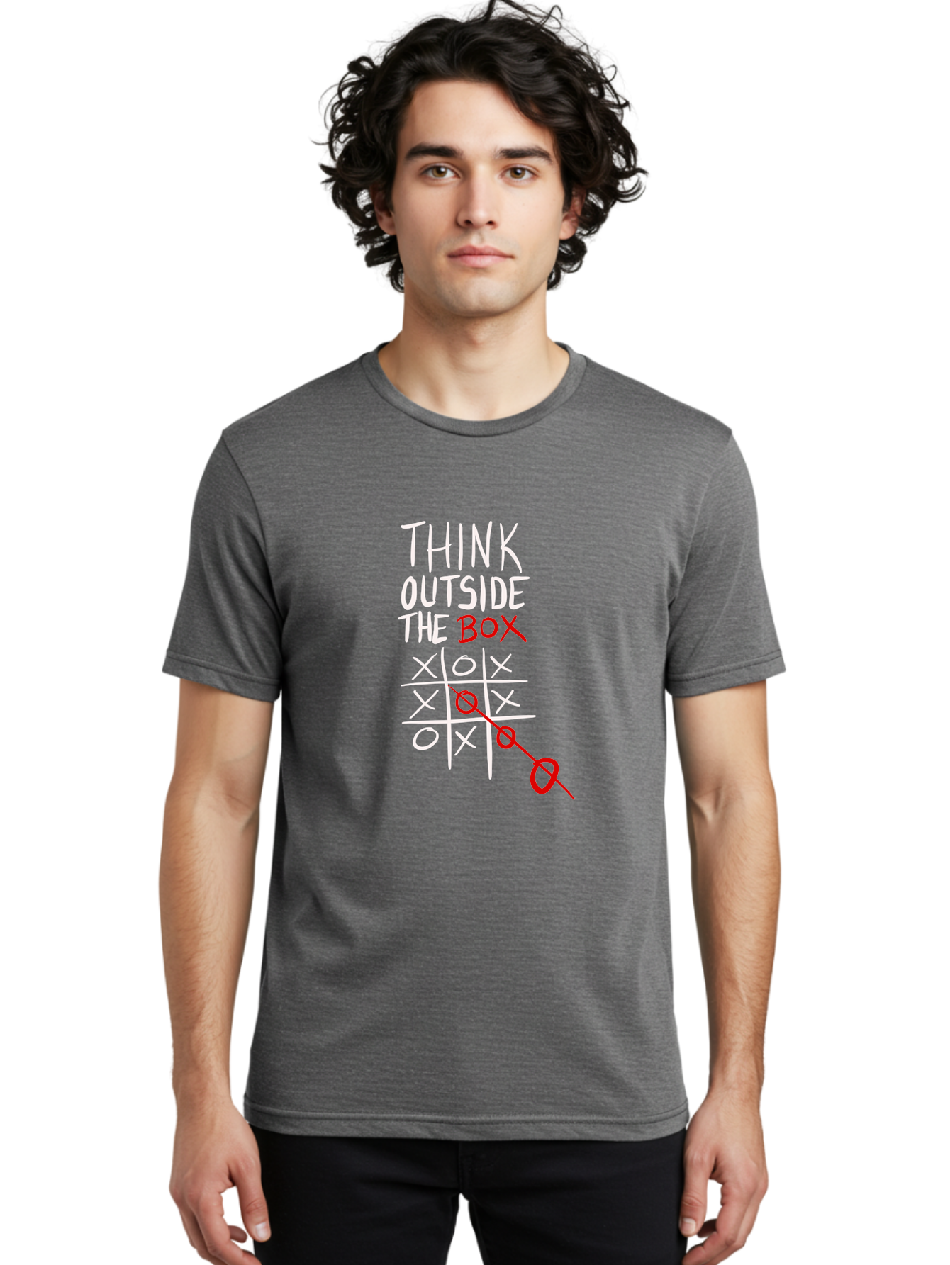 Think-Outside-The-Box Men'S Graphic Tee, 100% Cotton, Comfortable Casual Summer Wear, Machine Washable, Think Outside The Box, Creative Thinking, Tic Tac Toe Game, Innovative Ideas, Problem-Solving, Strategic Thinking, Outside The Box, - Aaa129 20