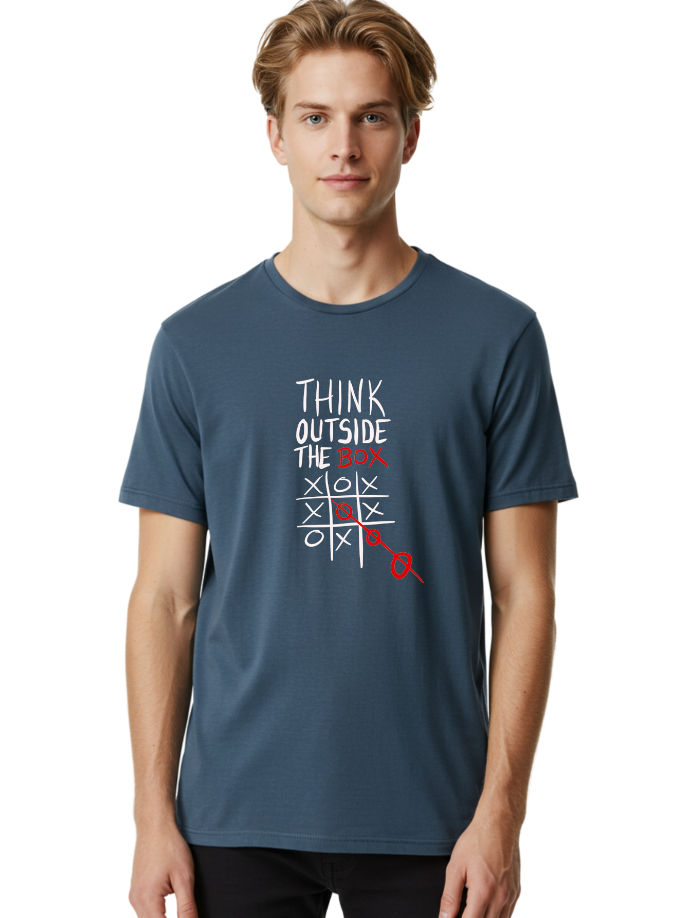 Think-Outside-The-Box Men'S Graphic Tee, 100% Cotton, Comfortable Casual Summer Wear, Machine Washable, Think Outside The Box, Creative Thinking, Tic Tac Toe Game, Innovative Ideas, Problem-Solving, Strategic Thinking, Outside The Box, - Aaa129 8