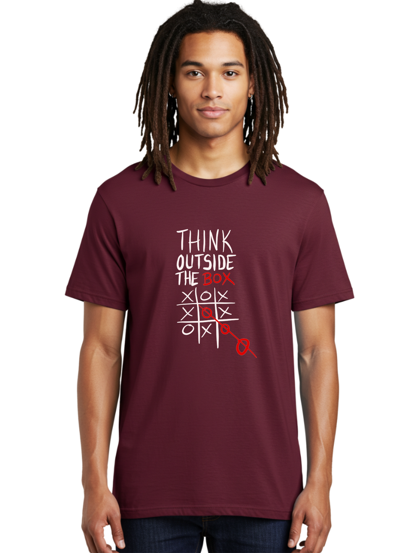 Think-Outside-The-Box Men'S Graphic Tee, 100% Cotton, Comfortable Casual Summer Wear, Machine Washable, Think Outside The Box, Creative Thinking, Tic Tac Toe Game, Innovative Ideas, Problem-Solving, Strategic Thinking, Outside The Box, - Aaa129 6