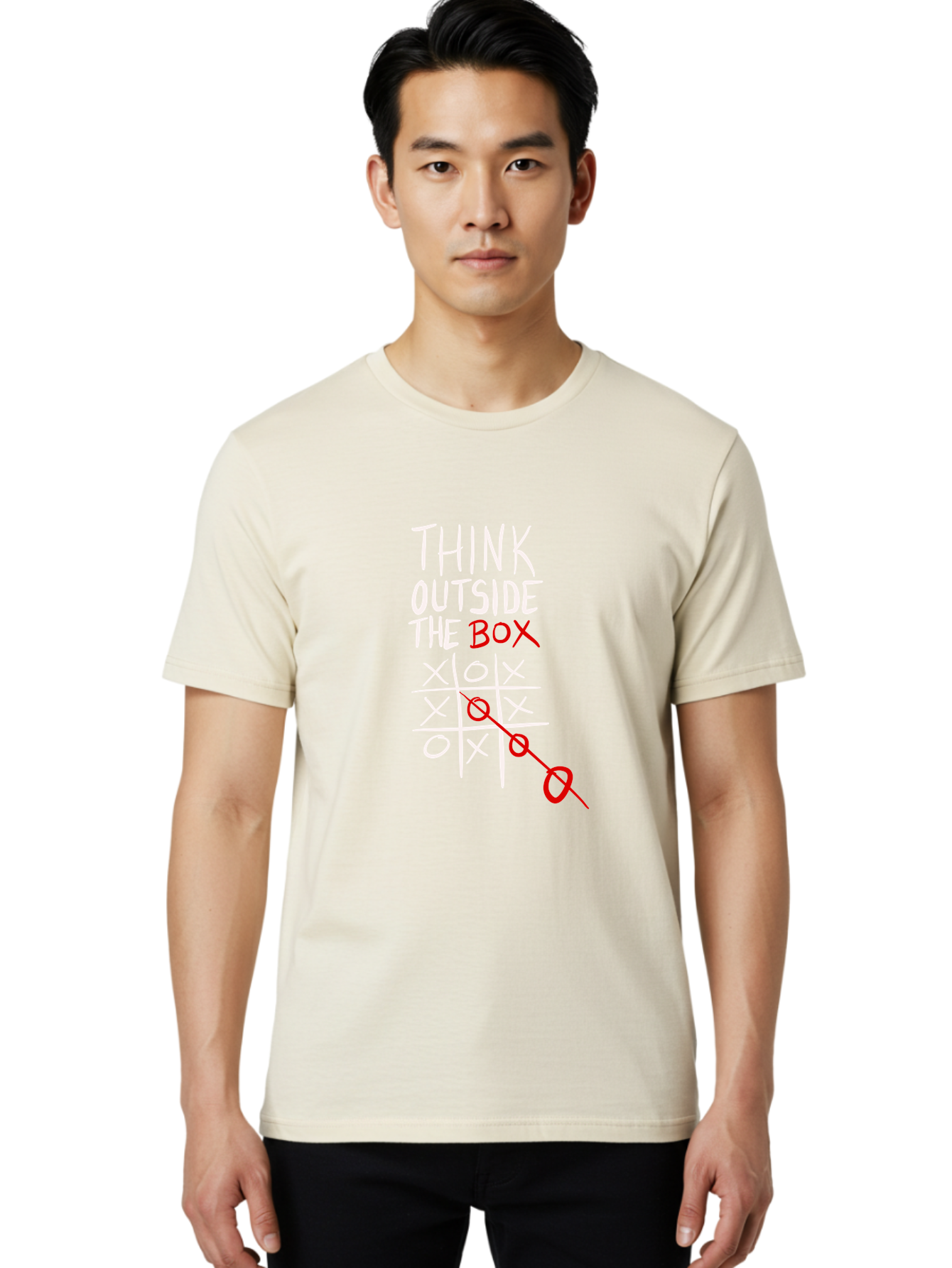 Think-Outside-The-Box Men'S Graphic Tee, 100% Cotton, Comfortable Casual Summer Wear, Machine Washable, Think Outside The Box, Creative Thinking, Tic Tac Toe Game, Innovative Ideas, Problem-Solving, Strategic Thinking, Outside The Box, - Aaa129 28