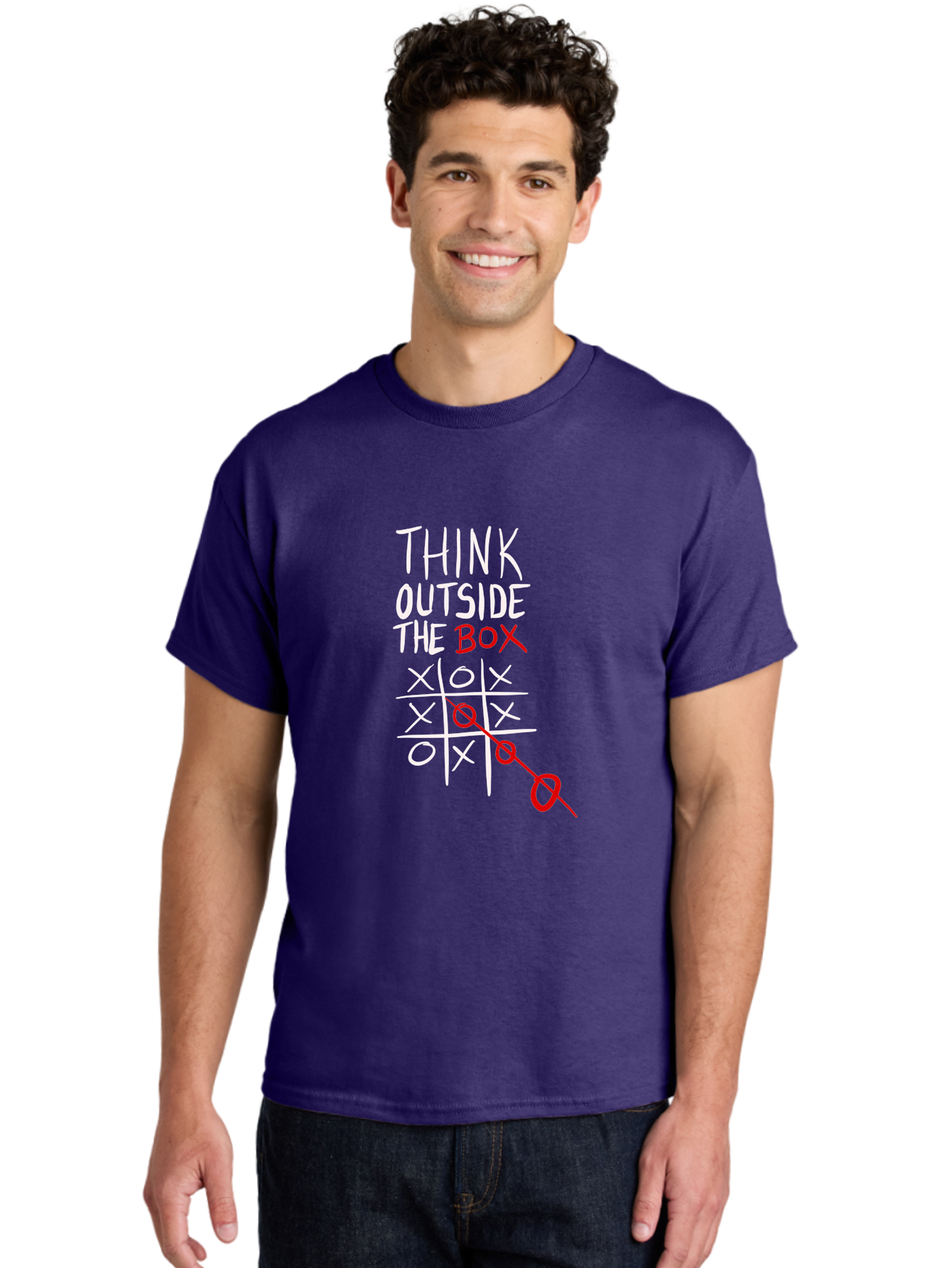 Think-Outside-The-Box Men'S Graphic Tee, 100% Cotton, Comfortable Casual Summer Wear, Machine Washable, Think Outside The Box, Creative Thinking, Tic Tac Toe Game, Innovative Ideas, Problem-Solving, Strategic Thinking, Outside The Box, - Aaa129 14
