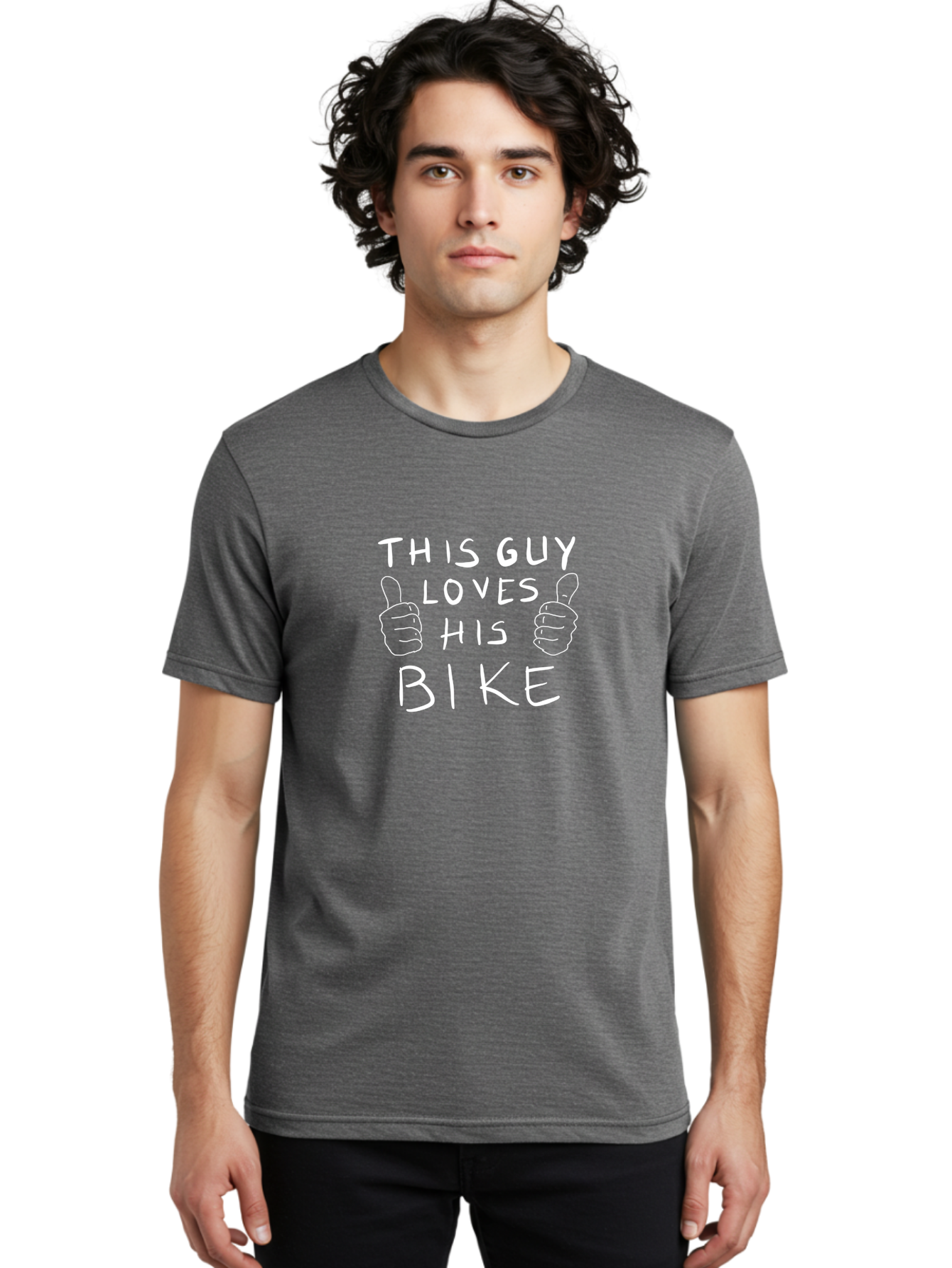 This-Guy-Loves-His-Bike Men'S Graphic Tee, 100% Cotton, Comfortable Casual Summer Wear, Machine Washable, Bike Enthusiast, Cycling Passion, Thumbs Up Approval, Love For Biking, Bike Lover, Cyclist Pride, Bicycle Appreciation, - Aaa130 26