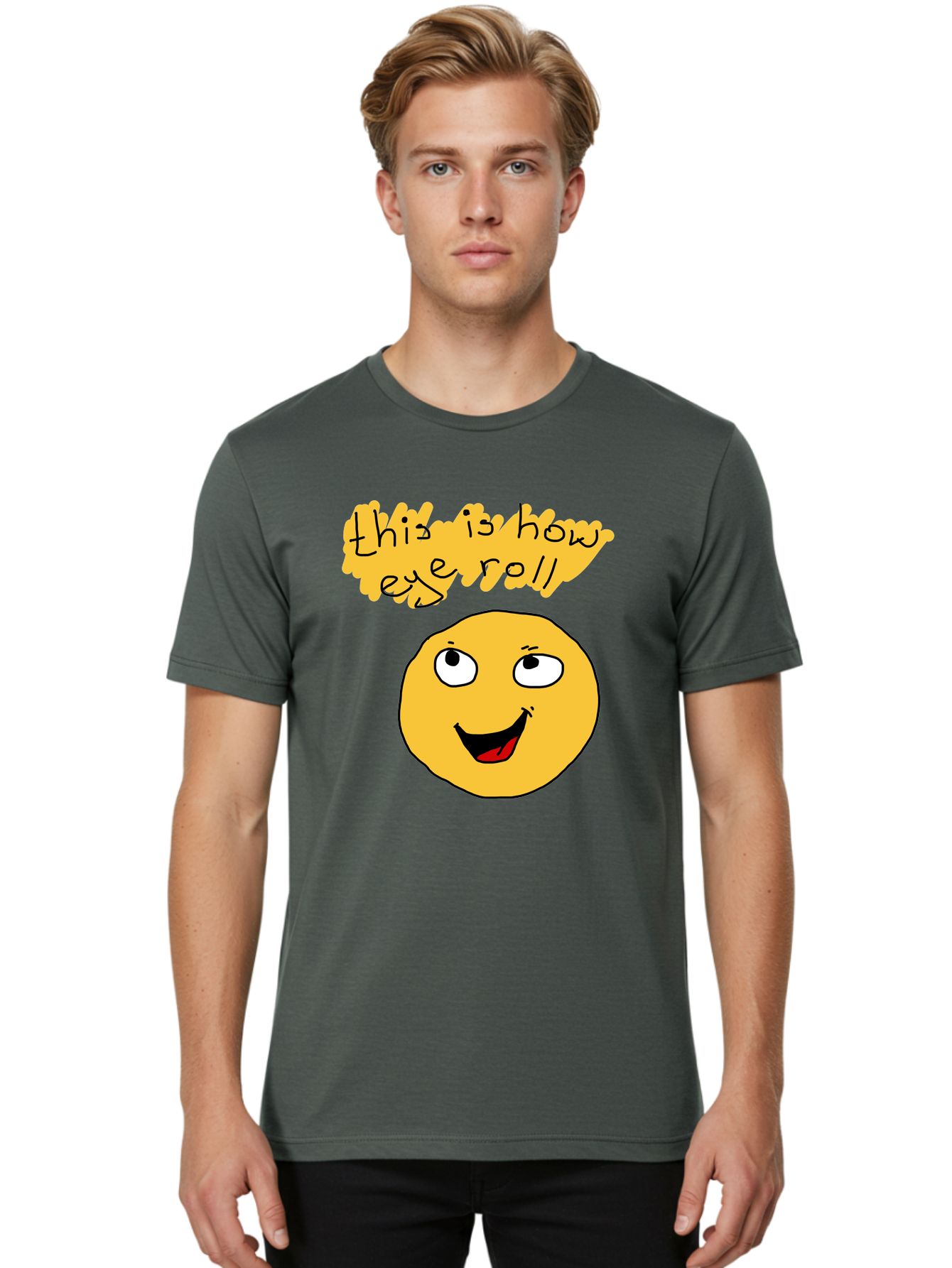 This-Is-How-Eye-Roll Men'S Graphic Tee, 100% Cotton, Comfortable Casual Summer Wear, Machine Washable, Funny Emoticon, Eye Roll Meme, Cartoon Character, Humorous Expression, Playful Humor, Sarcastic Face, Smiling Emoji, Laugh Out Loud - Aaa131 14