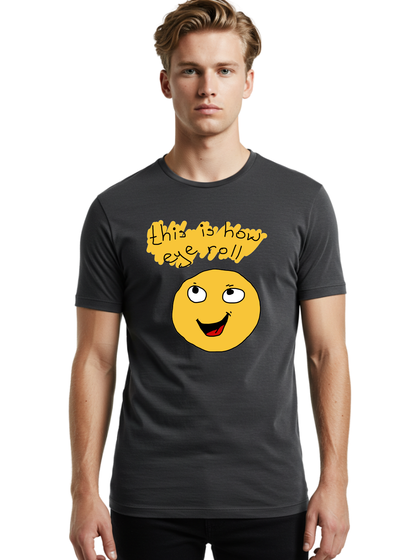 This-Is-How-Eye-Roll Men'S Graphic Tee, 100% Cotton, Comfortable Casual Summer Wear, Machine Washable, Funny Emoticon, Eye Roll Meme, Cartoon Character, Humorous Expression, Playful Humor, Sarcastic Face, Smiling Emoji, Laugh Out Loud - Aaa131 10