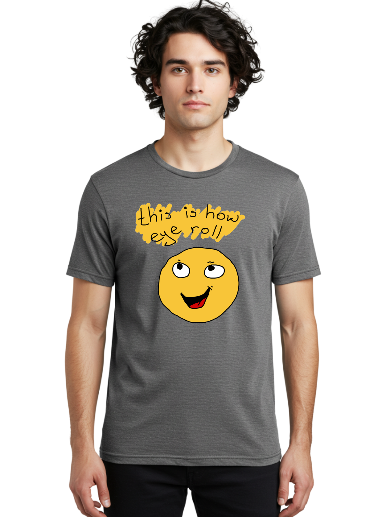 This-Is-How-Eye-Roll Men'S Graphic Tee, 100% Cotton, Comfortable Casual Summer Wear, Machine Washable, Funny Emoticon, Eye Roll Meme, Cartoon Character, Humorous Expression, Playful Humor, Sarcastic Face, Smiling Emoji, Laugh Out Loud - Aaa131 16