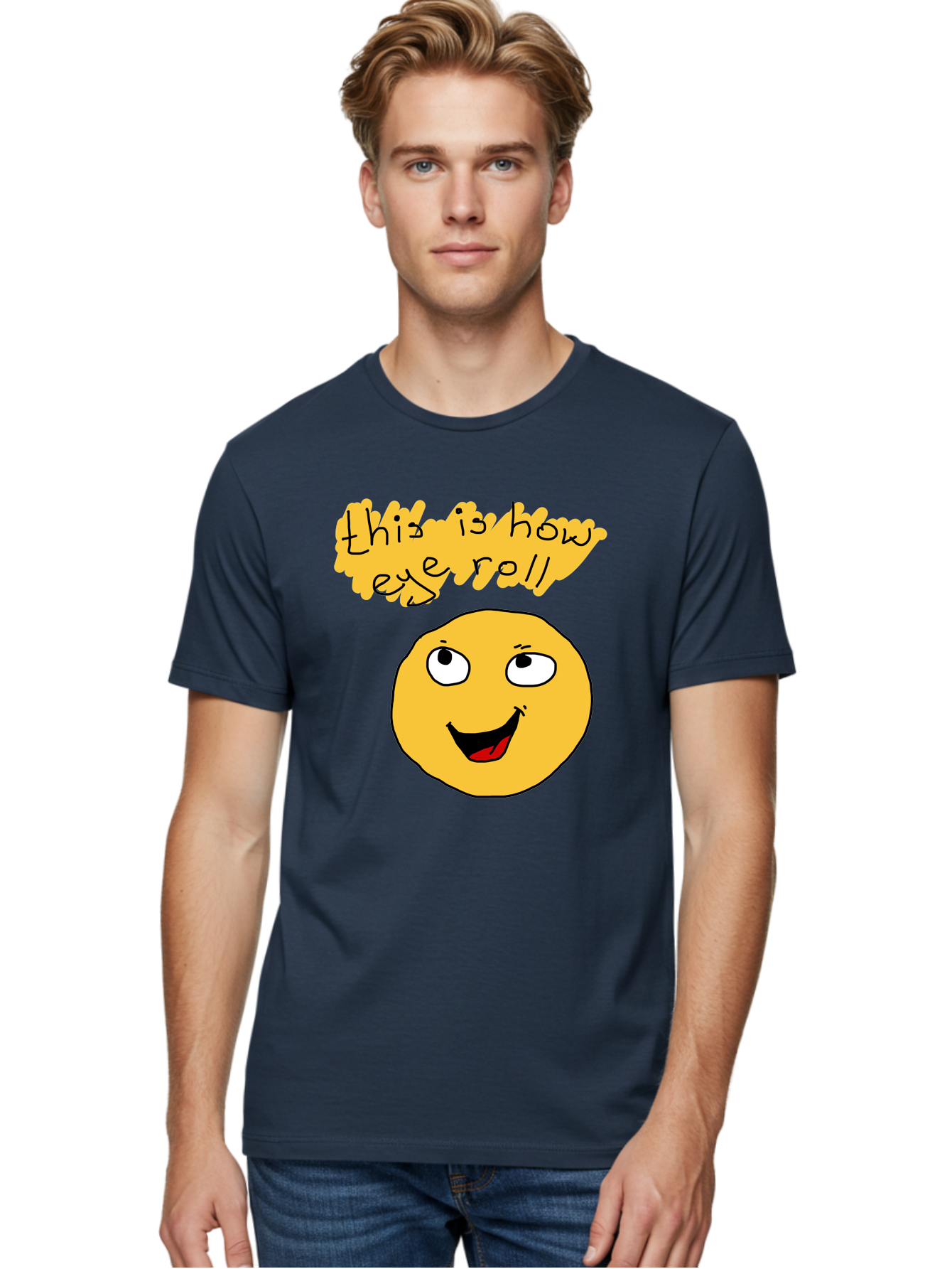 This-Is-How-Eye-Roll Men'S Graphic Tee, 100% Cotton, Comfortable Casual Summer Wear, Machine Washable, Funny Emoticon, Eye Roll Meme, Cartoon Character, Humorous Expression, Playful Humor, Sarcastic Face, Smiling Emoji, Laugh Out Loud - Aaa131 12