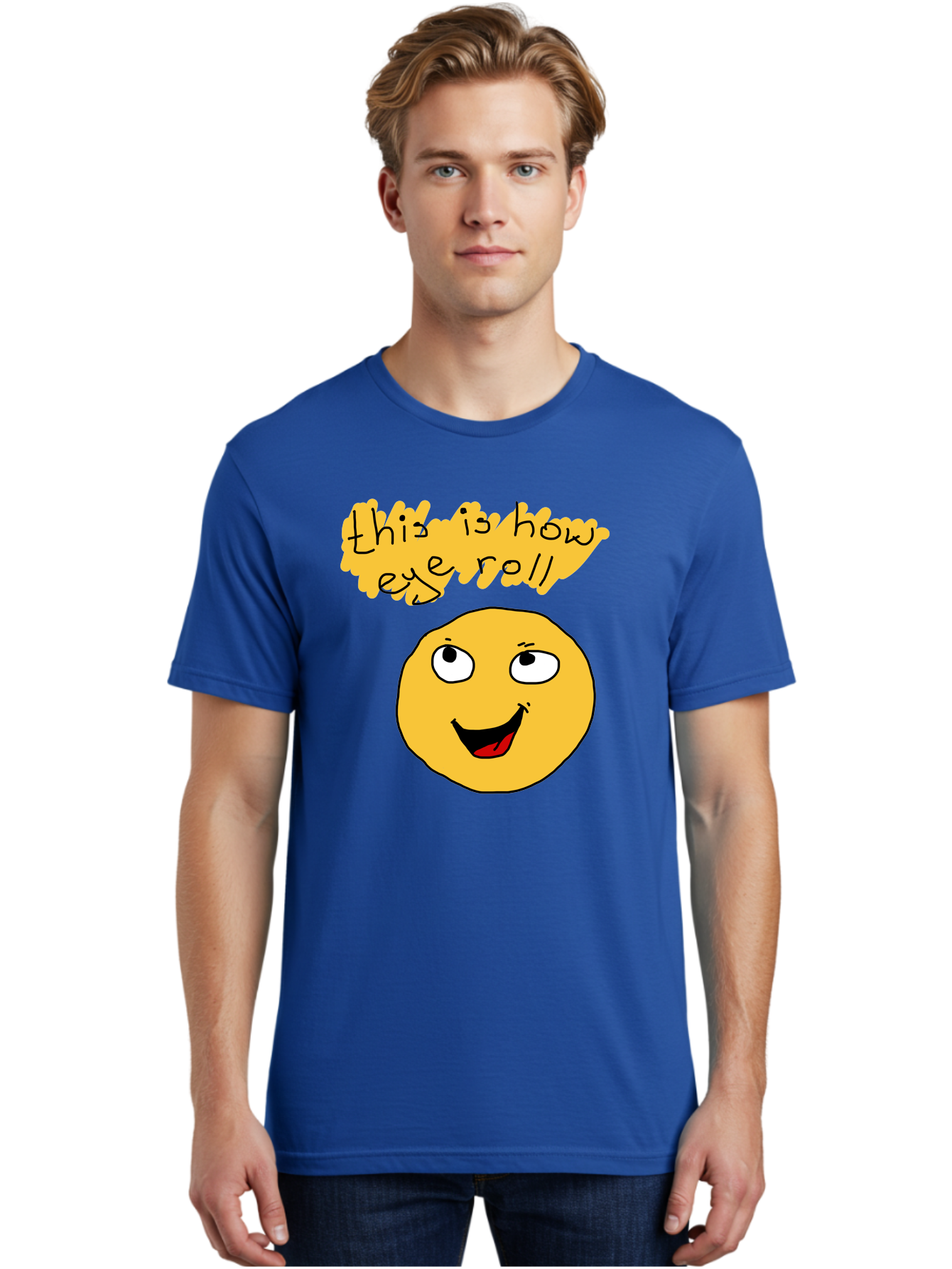 This-Is-How-Eye-Roll Men'S Graphic Tee, 100% Cotton, Comfortable Casual Summer Wear, Machine Washable, Funny Emoticon, Eye Roll Meme, Cartoon Character, Humorous Expression, Playful Humor, Sarcastic Face, Smiling Emoji, Laugh Out Loud - Aaa131 6