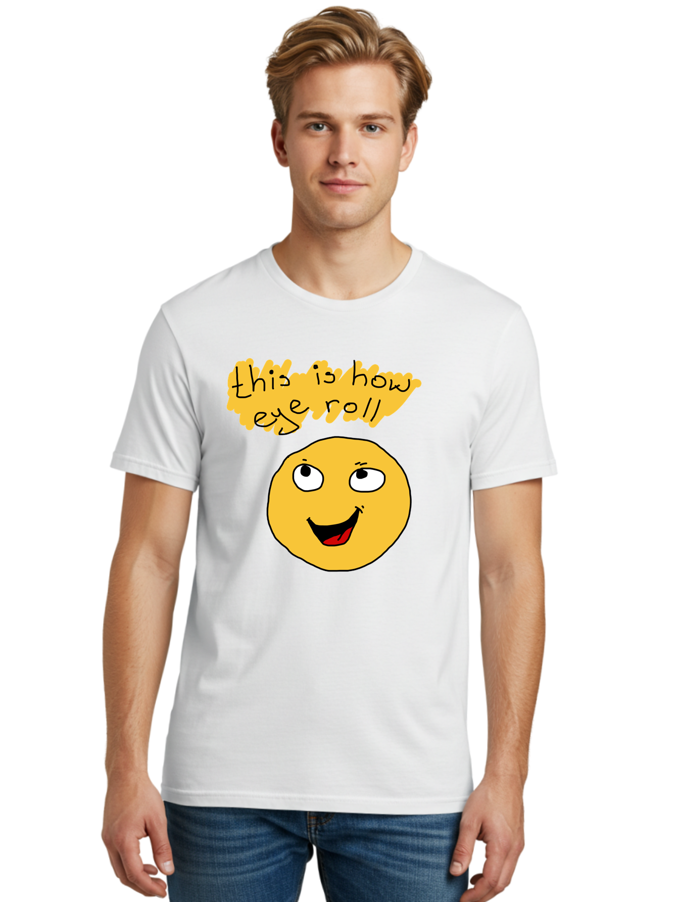 This-Is-How-Eye-Roll Men'S Graphic Tee, 100% Cotton, Comfortable Casual Summer Wear, Machine Washable, Funny Emoticon, Eye Roll Meme, Cartoon Character, Humorous Expression, Playful Humor, Sarcastic Face, Smiling Emoji, Laugh Out Loud - Aaa131 18