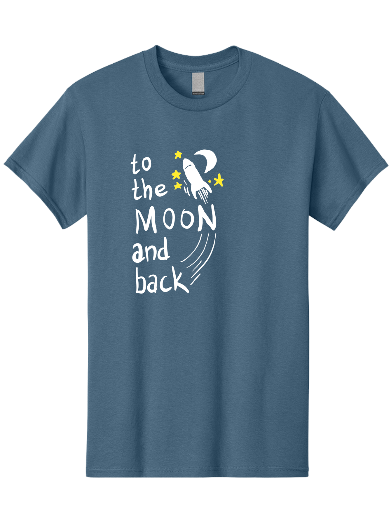To-The-Moon-And-Back Men'S Graphic Tee, 100% Cotton, Comfortable Casual Summer Wear, Machine Washable, Space Travel, Rocket Ship, Moon Adventure, Love Phrase, Starry Night, Celestial Journey, Quirky Typography, Whimsical Illustration - Aaa134 3