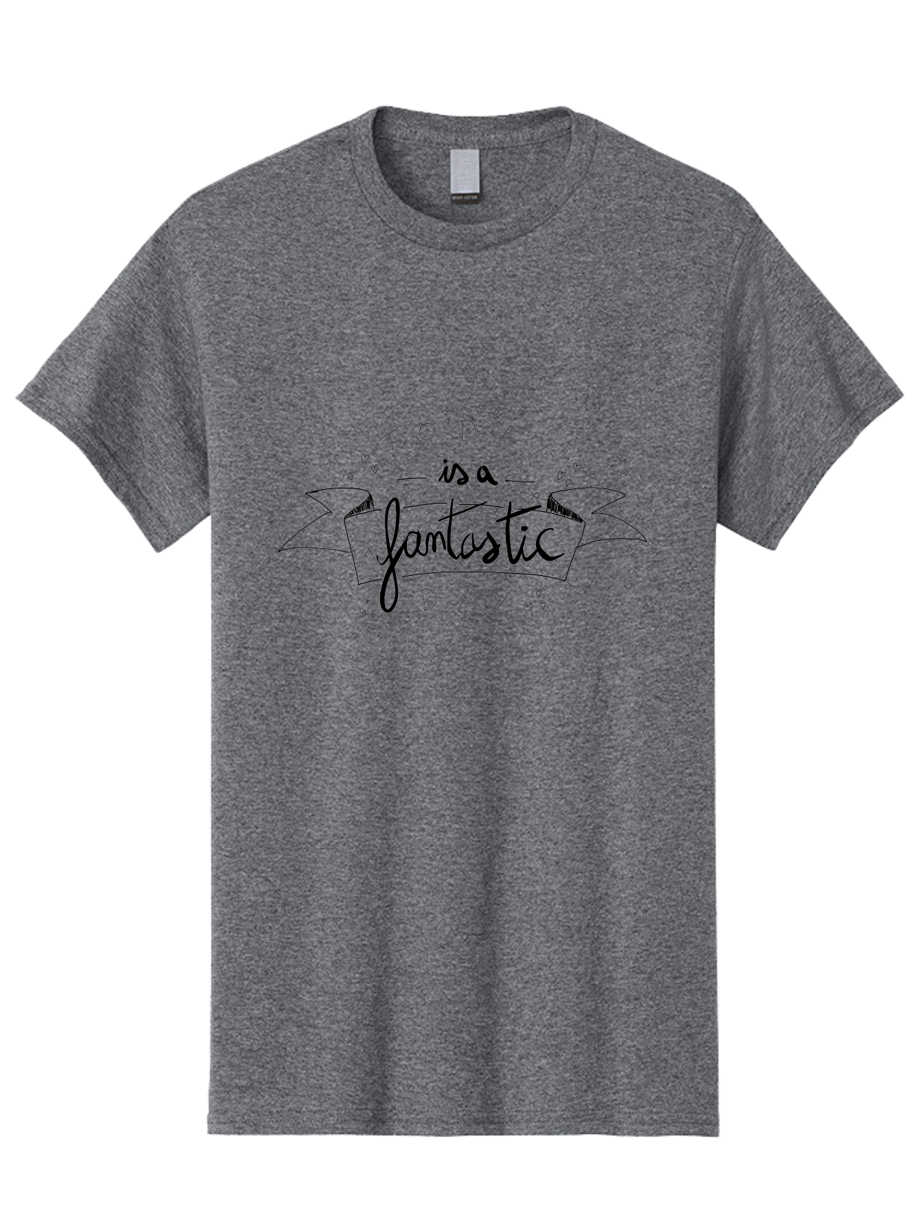 Today-Is-A-Fantastic-Day Men'S Graphic Tee, 100% Cotton, Comfortable Casual Summer Wear, Machine Washable, Motivational Quote, Inspirational Message, Positive Vibes, Daily Affirmation, Handwritten Font, Decorative Banner, Heart Shapes - Aaa135 19